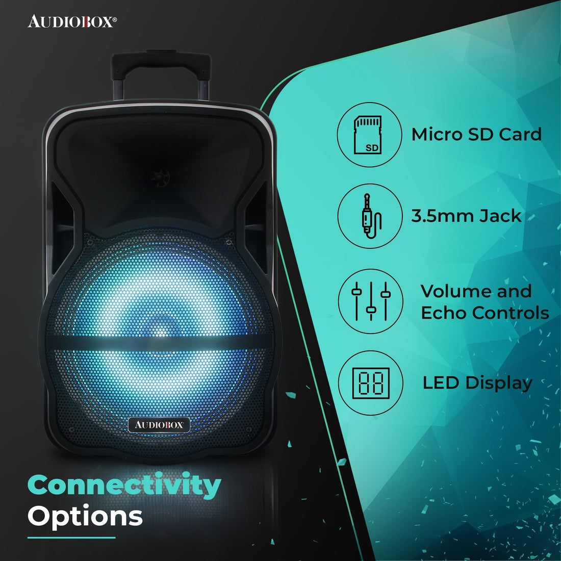 ABX - 12S 12" PA Speaker with Stand and LED Lights - Perfect for Mobile DJs and Outdoor Parties - Top ElectrosSpeakersABX - 12S810059430129