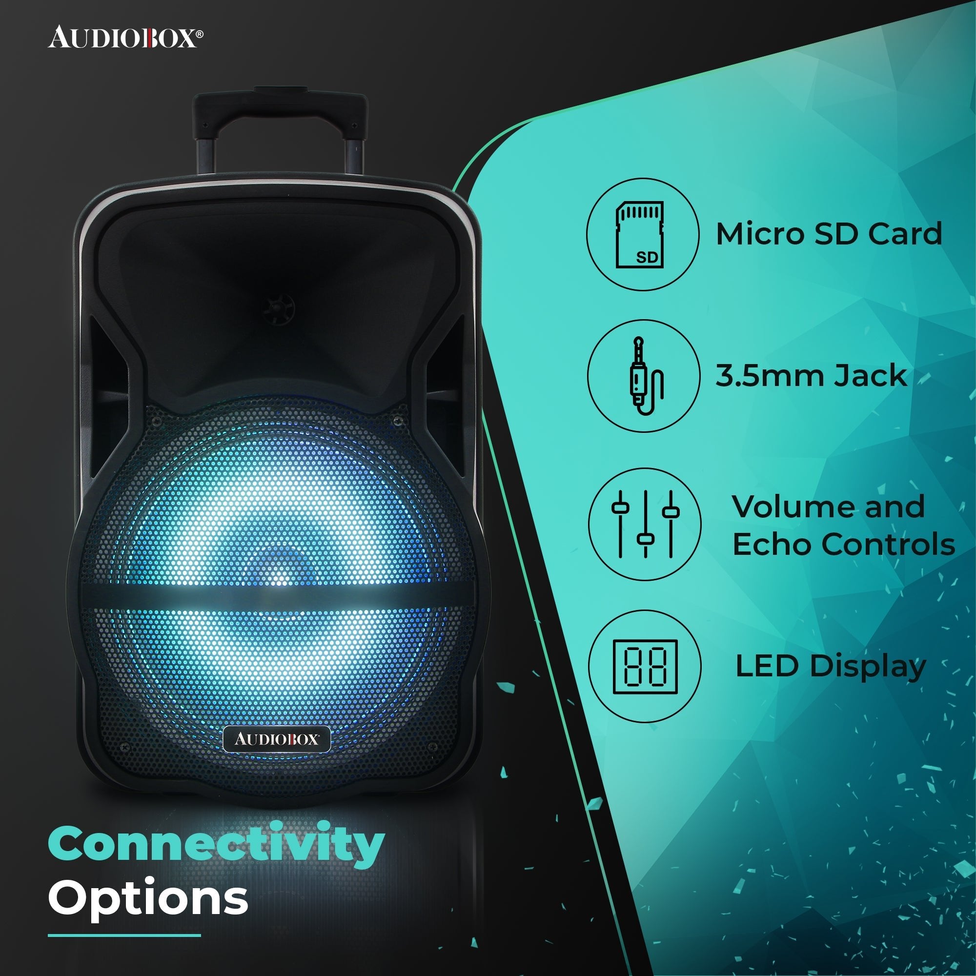 ABX - 12S 12" PA Speaker with Stand and LED Lights - Perfect for Mobile DJs and Outdoor Parties - Top ElectrosSpeakersABX - 12S810059430129