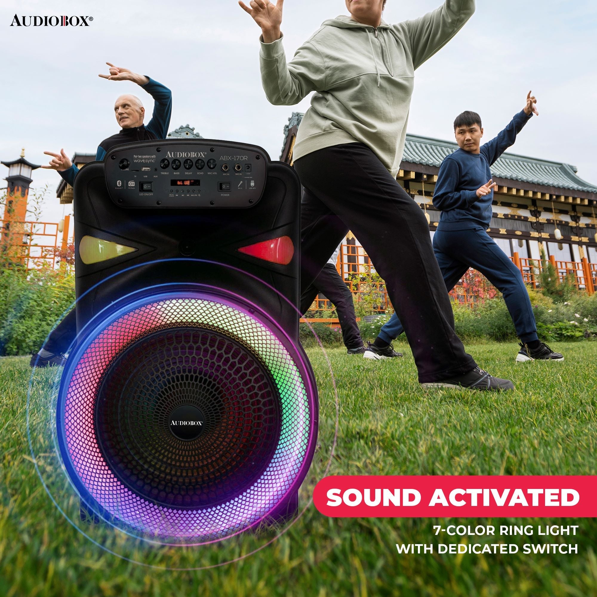 ABX-170R Portable 15" PA Speaker with Party Lights, Microphone, and Wheel Trolley - Ideal for Karaoke & Events - Top ElectrosSpeakersABX-170R810059431973