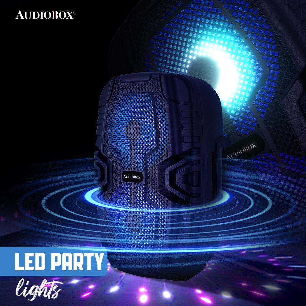 ABX - 2260R Rechargeable Bluetooth Party Speaker – Dual 6.5” Woofers, LED Lights, FM Radio, USB, Micro SD, TW.S, Mic Included - Top ElectrosParty SpeakersABX - 2260R