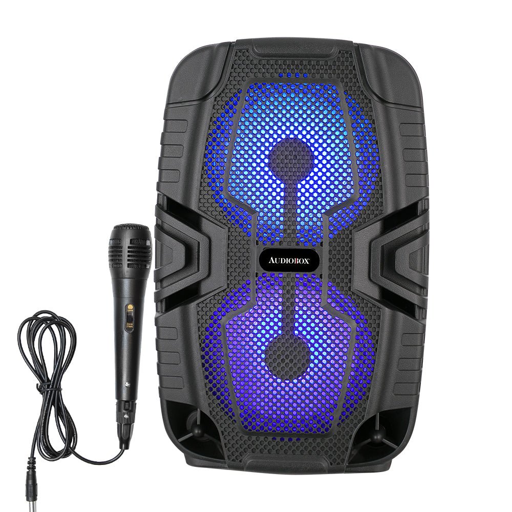 ABX - 2260R Rechargeable Bluetooth Party Speaker – Dual 6.5” Woofers, LED Lights, FM Radio, USB, Micro SD, TW.S, Mic Included - Top ElectrosParty SpeakersABX - 2260R