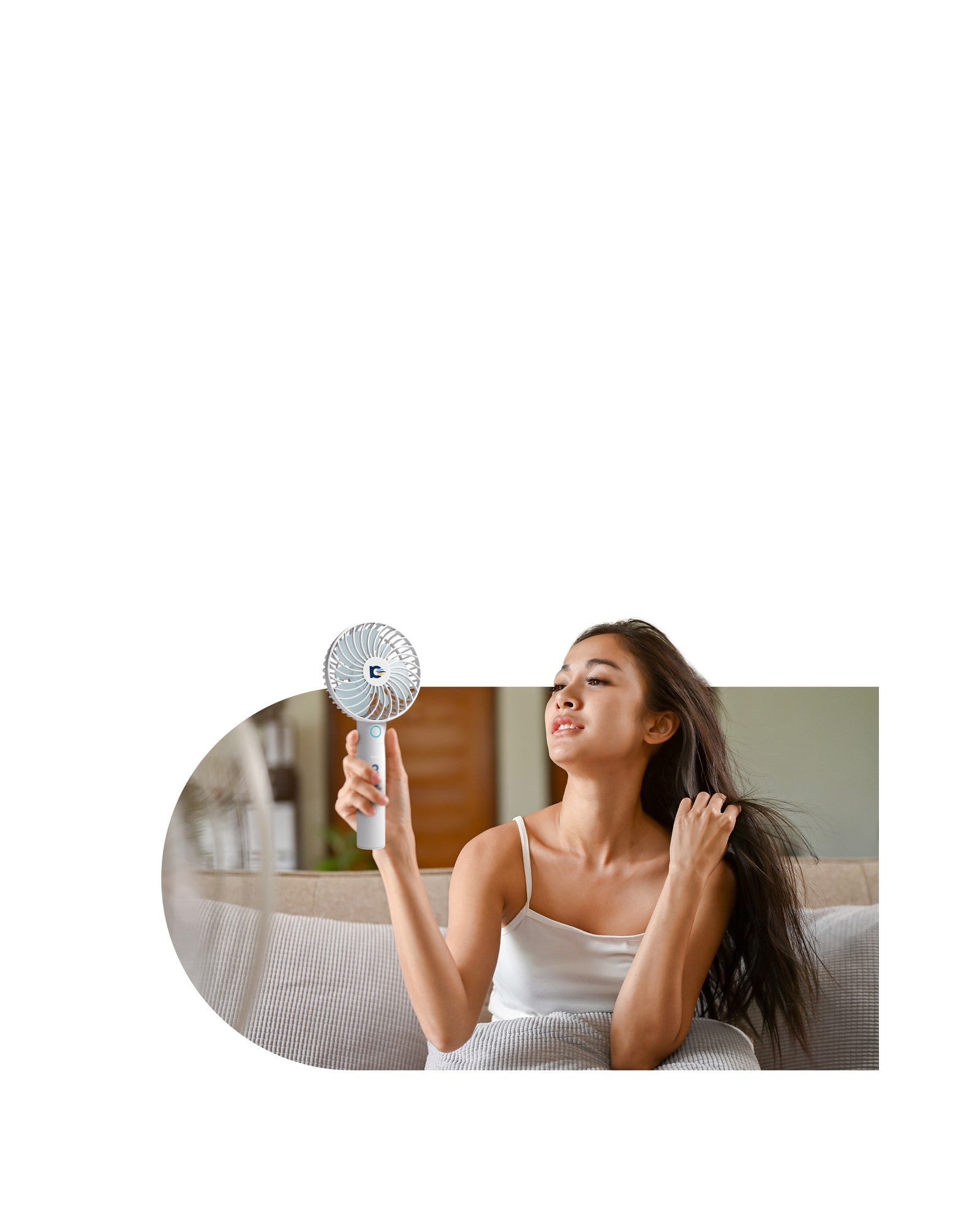 Airbro FHA - 30 Handheld Portable Fan with 2600mAh Power Bank, 6 - Blade Design, 3 Adjustable Speeds, and Charging Dock - Frosted White - Top ElectrosFanFHA - 30