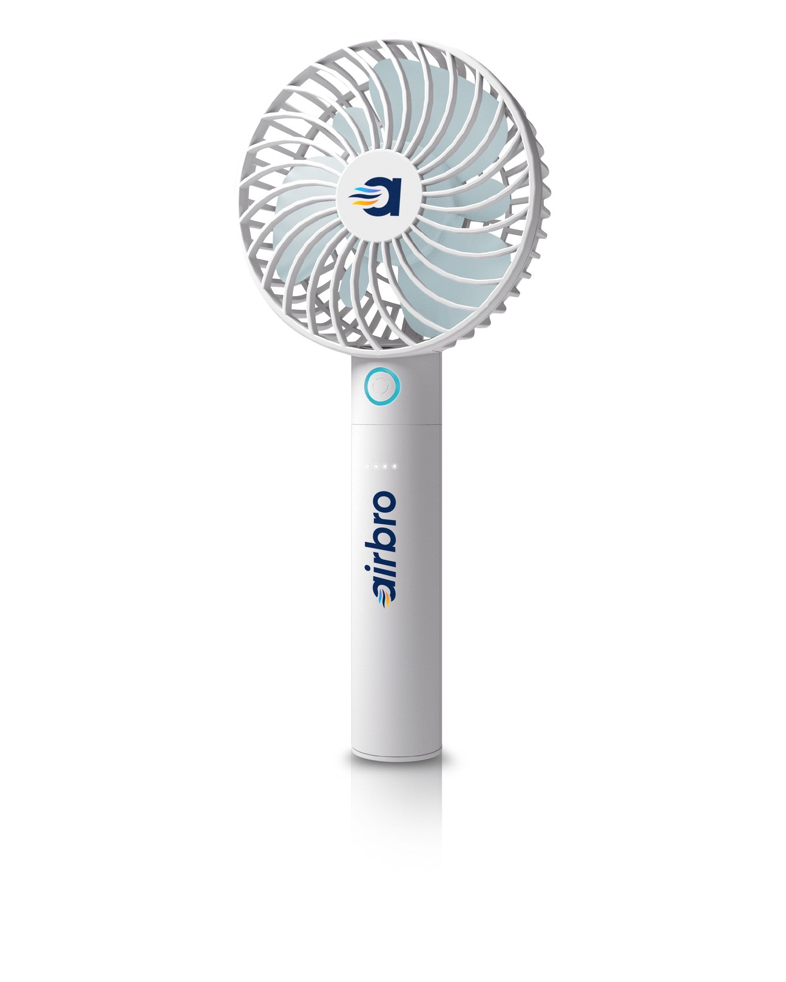 Airbro FHA - 30 Handheld Portable Fan with 2600mAh Power Bank, 6 - Blade Design, 3 Adjustable Speeds, and Charging Dock - Frosted White - Top ElectrosFanFHA - 30
