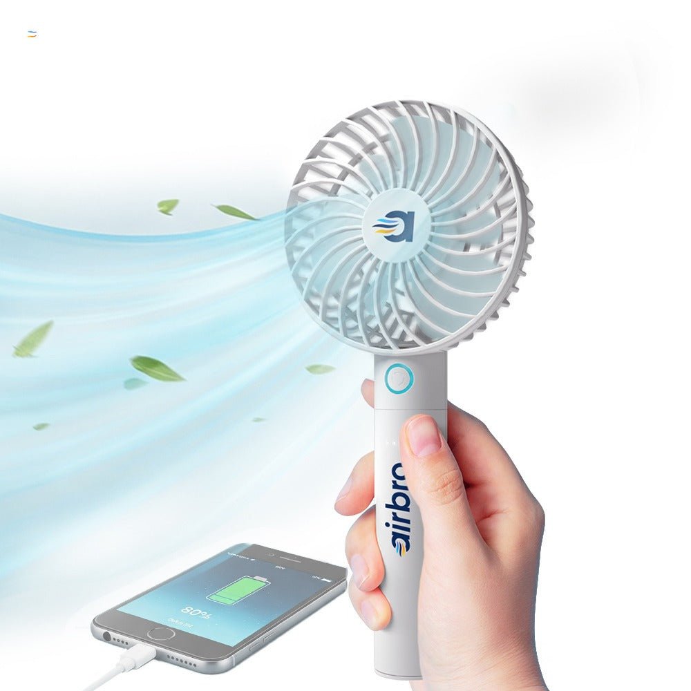 Airbro FHA - 30 Handheld Portable Fan with 2600mAh Power Bank, 6 - Blade Design, 3 Adjustable Speeds, and Charging Dock - Frosted White - Top ElectrosFanFHA - 30