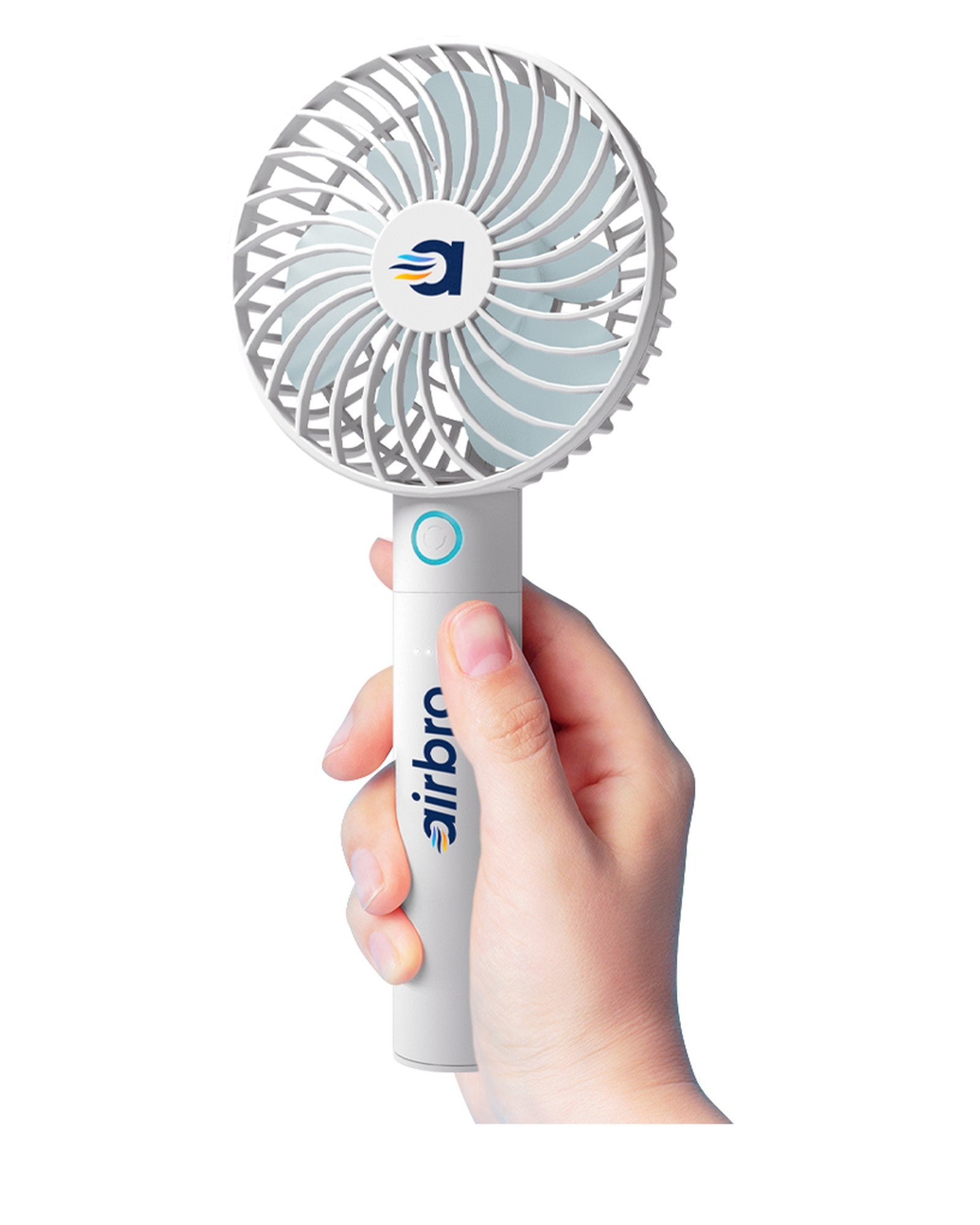 Airbro FHA - 30 Handheld Portable Fan with 2600mAh Power Bank, 6 - Blade Design, 3 Adjustable Speeds, and Charging Dock - Frosted White - Top ElectrosFanFHA - 30