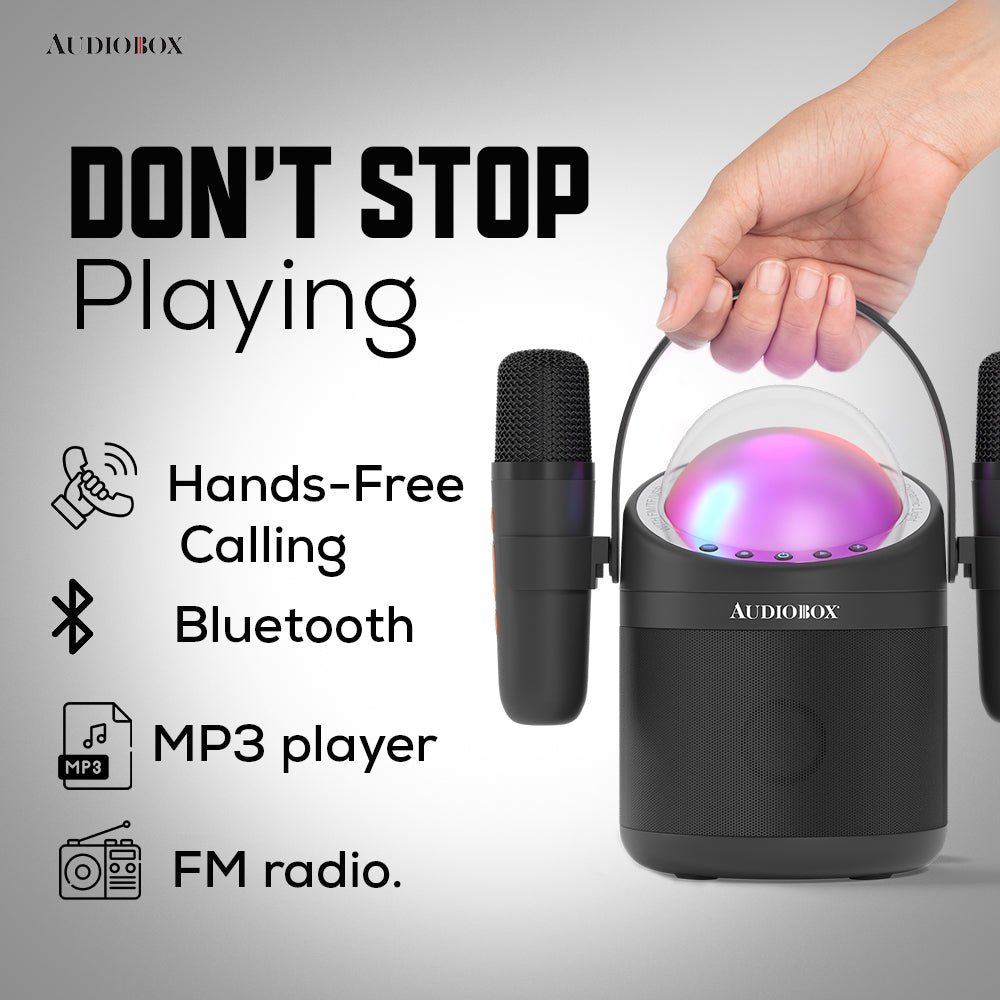 Audiobox ABK - 500 Kids Karaoke Machine β 2 Wireless Mics, Voice Effects & LED Lights! - Top ElectrosKaraoke SystemABK - 500