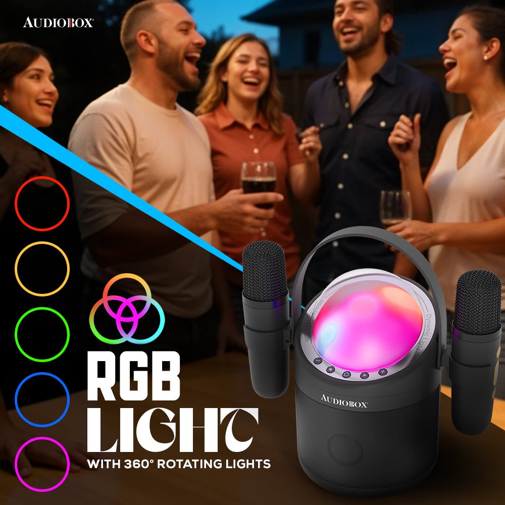 Audiobox ABK - 500 Kids Karaoke Machine β 2 Wireless Mics, Voice Effects & LED Lights! - Top ElectrosKaraoke SystemABK - 500