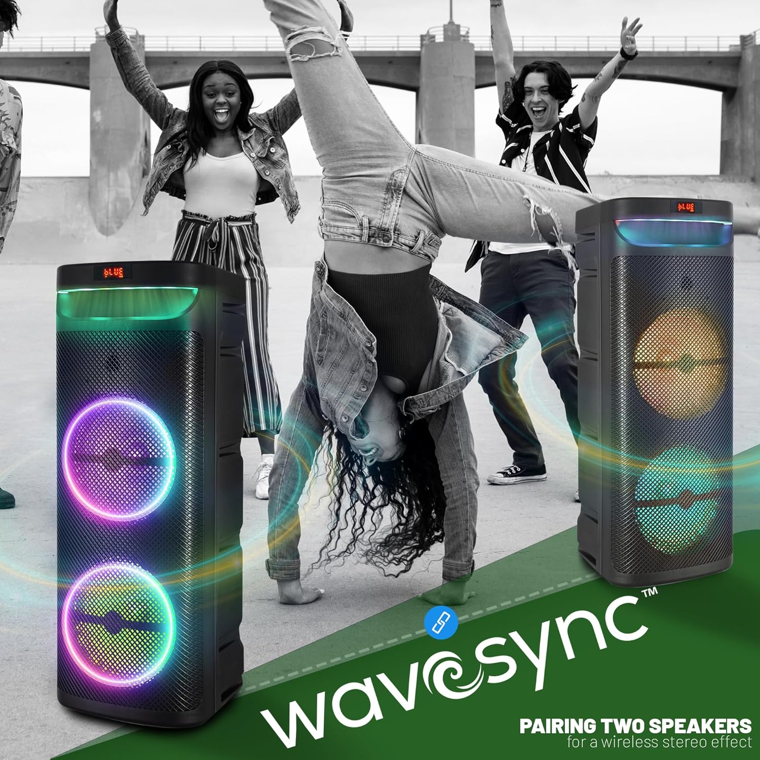 Audiobox ABX - 2010R Dual 10” Portable Karaoke Party Speaker with LED Light Show and Wired Microphone - Bluetooth, USB, TF Card, FM Radio - Top ElectrosKaraoke SpeakerABX - 2010R810059432017