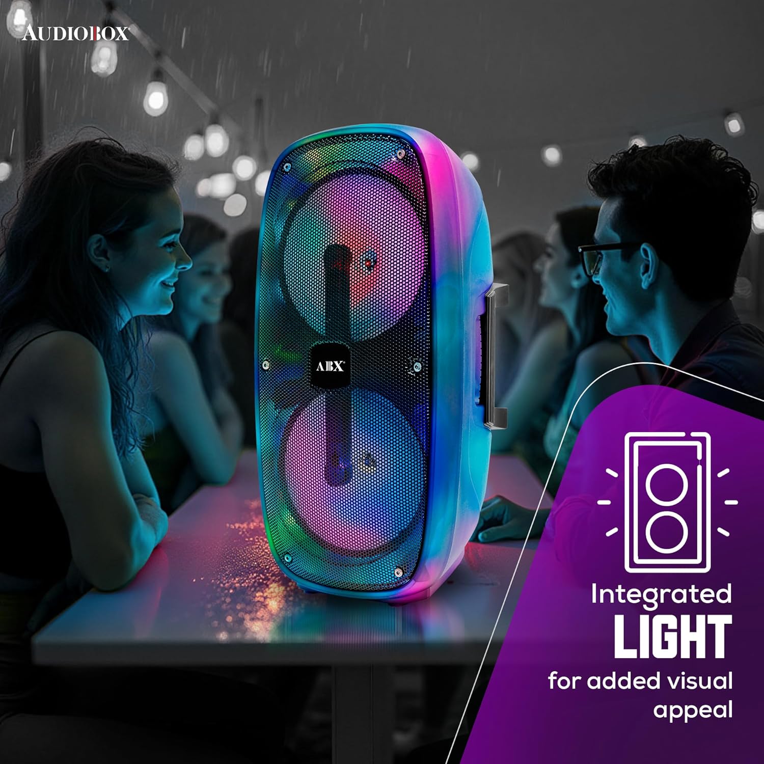Audiobox ABX - 2290R Dual 6" Party Light Master | Bluetooth | 360 Glow | 40W RMS - Top ElectrosParty SpeakersABX - 2290R