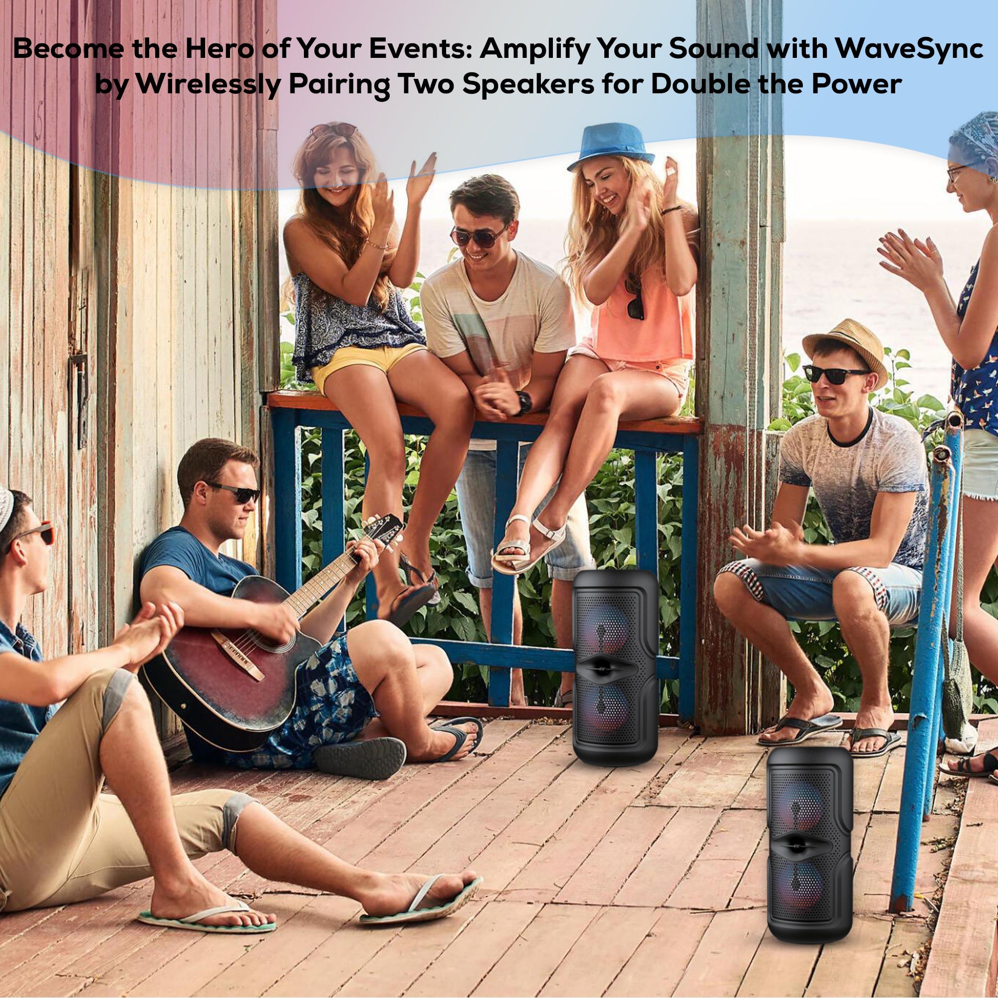 Audiobox ABX-240R Dual 4” Portable Bluetooth Speaker With Lights - Top ElectrosSpeakersABX-240R810059431751