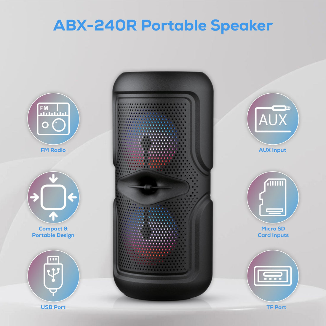 Audiobox ABX-240R Dual 4” Portable Bluetooth Speaker With Lights - Top ElectrosSpeakersABX-240R810059431751