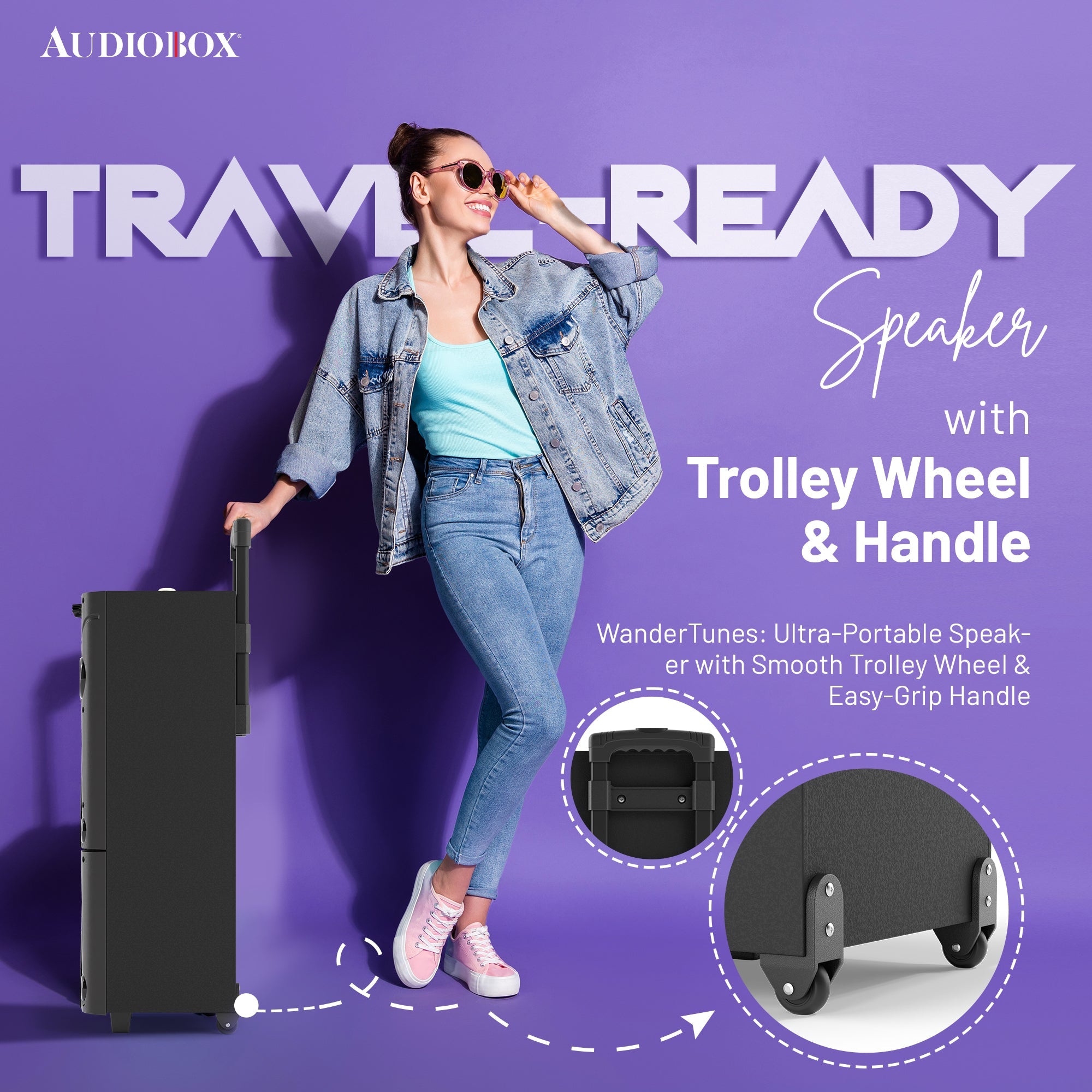AudioBox ABX - 8080R Dual 8" Bluetooth Portable Party Speaker with Wireless Microphones, LED Lights, FM Radio, USB, AUX, microSD, Karaoke Speaker - Top ElectrosParty SpeakersABX - 8080R
