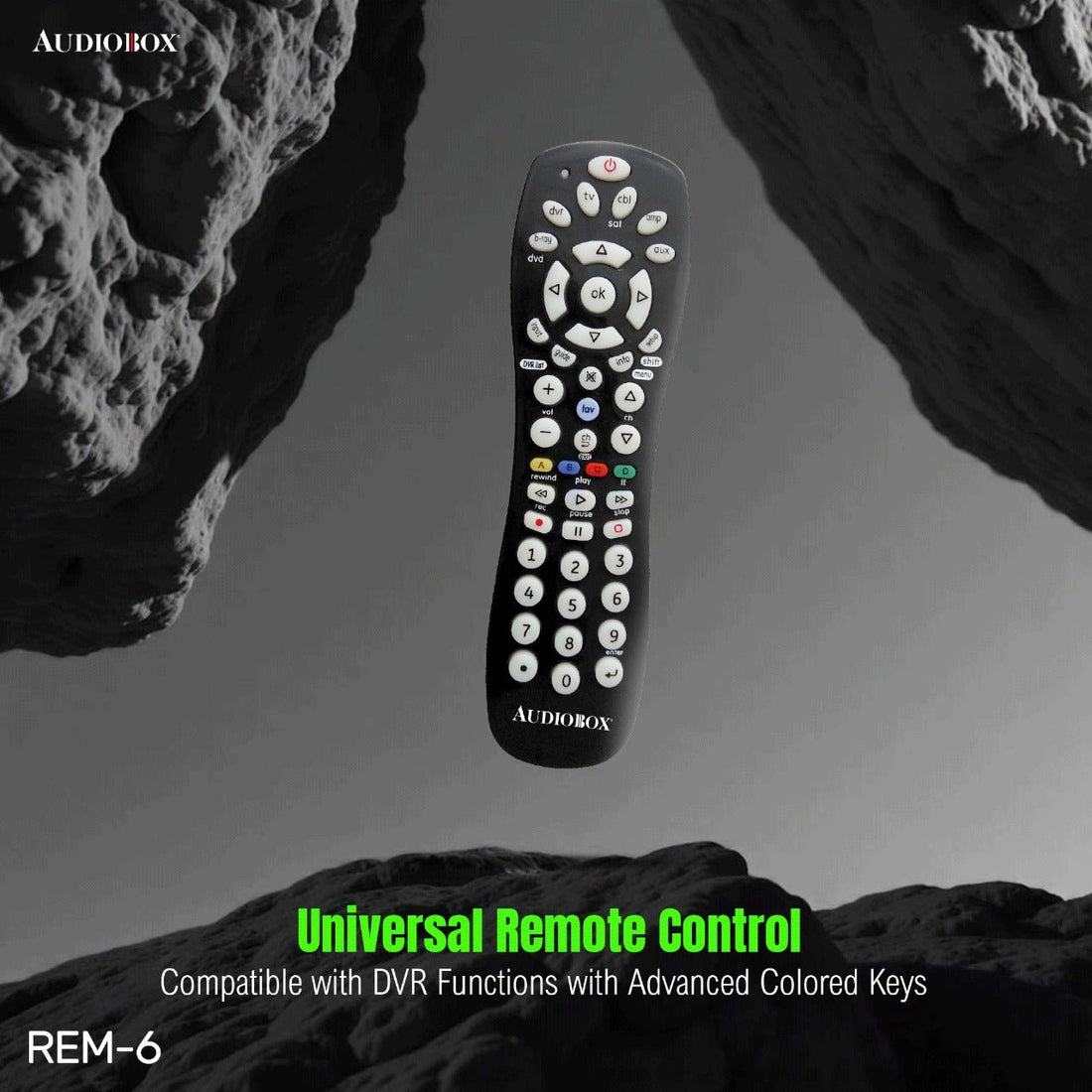 Audiobox Universal Remote Control – 6 - in - 1 Compatibility, Glow - in - the - Dark Buttons, Supports TV, Cable, DVD, Amp, DVR - Top ElectrosRemote ControlREM - 66820554474928