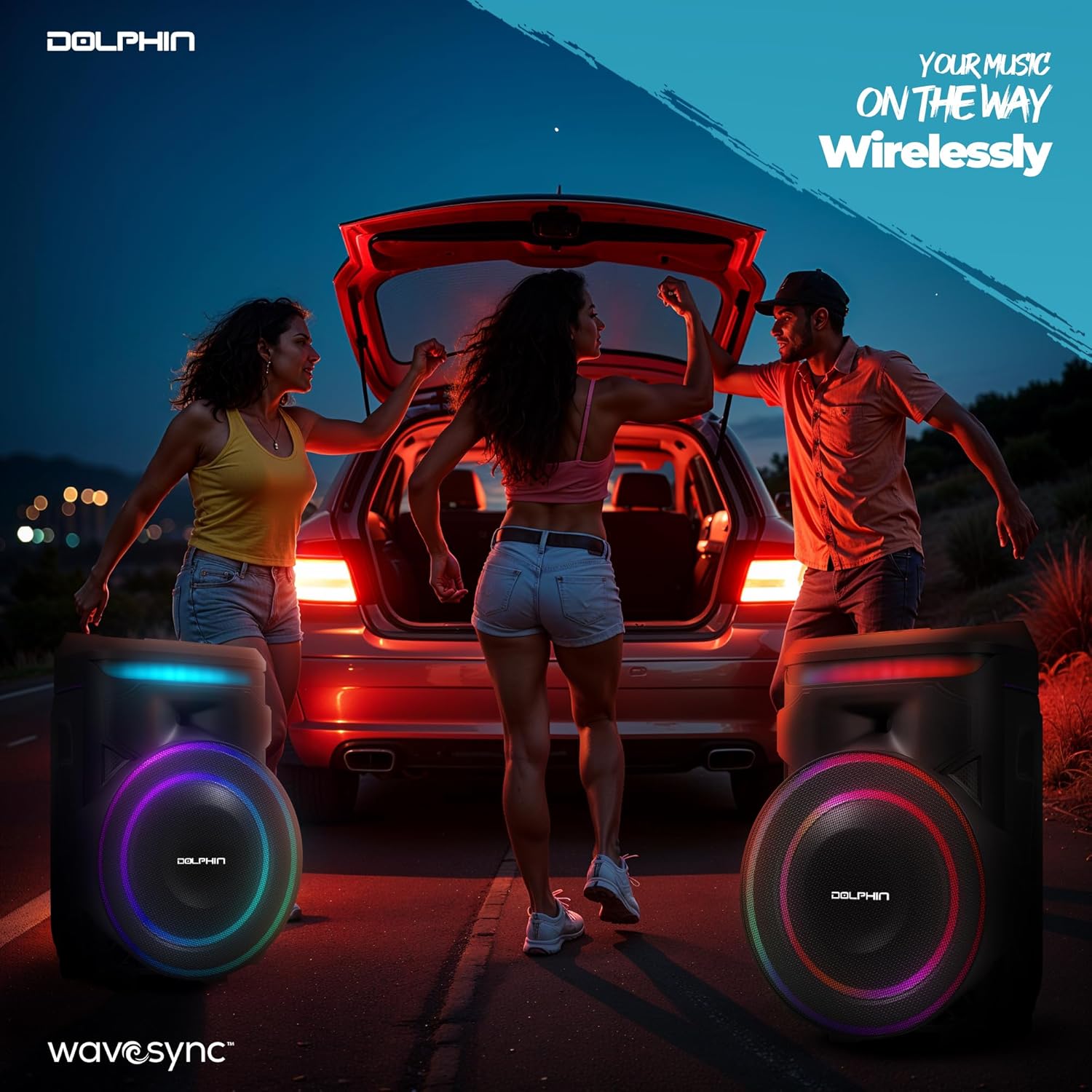 Dolphin SP - 1800RBT 100W 18” Portable Bluetooth Speaker with LED Lights and X - BASS - Top ElectrosSpeakersSP - 1800RBT810059432444