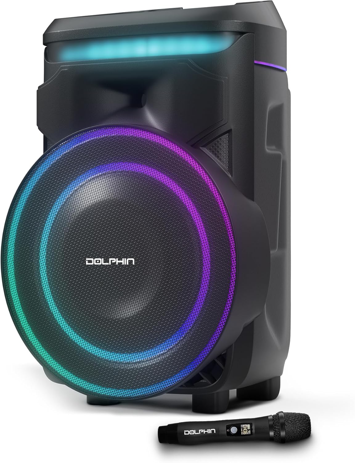 Dolphin SP - 1800RBT 100W 18” Portable Bluetooth Speaker with LED Lights and X - BASS - Top ElectrosSpeakersSP - 1800RBT810059432444