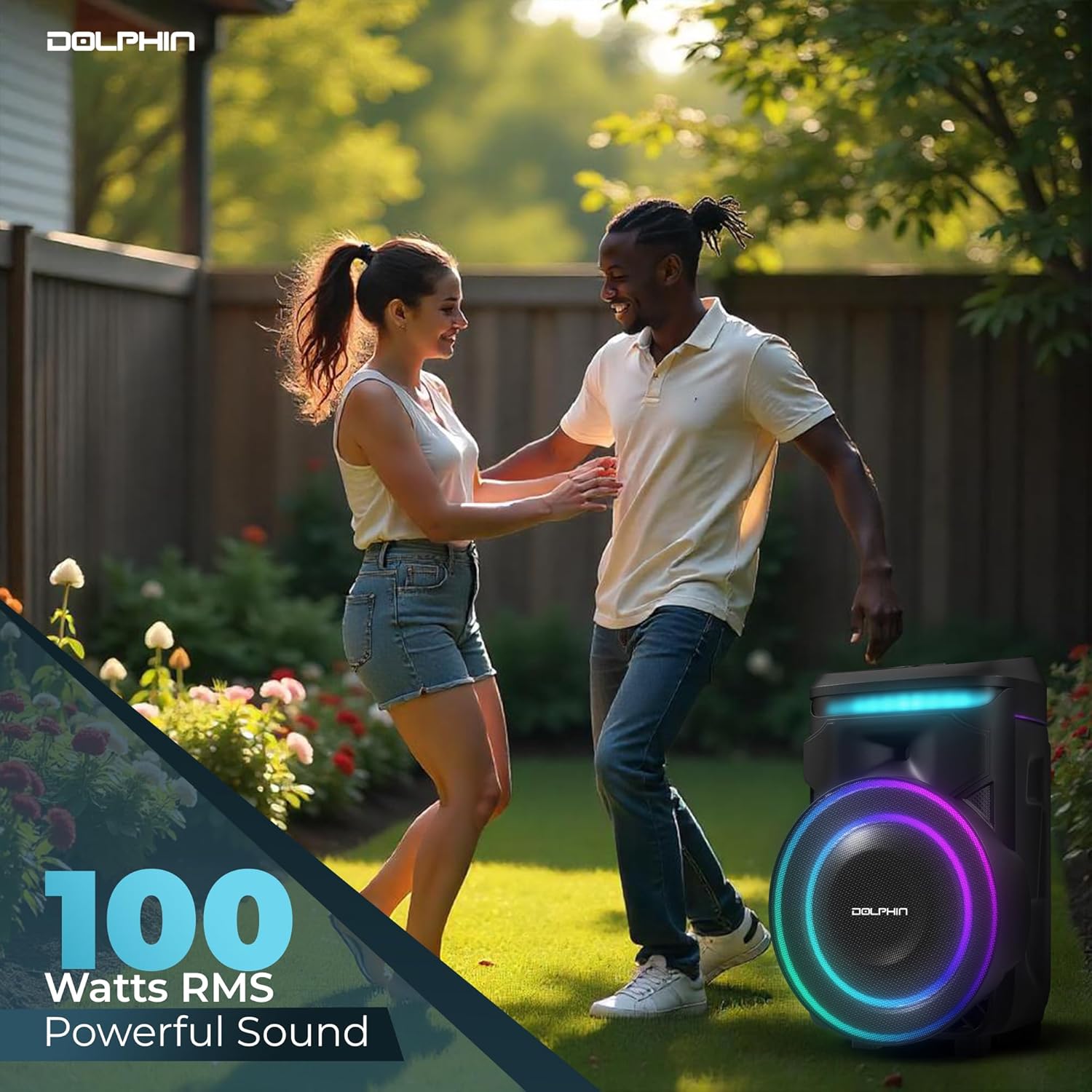 Dolphin SP - 1800RBT 100W 18” Portable Bluetooth Speaker with LED Lights and X - BASS - Top ElectrosSpeakersSP - 1800RBT810059432444
