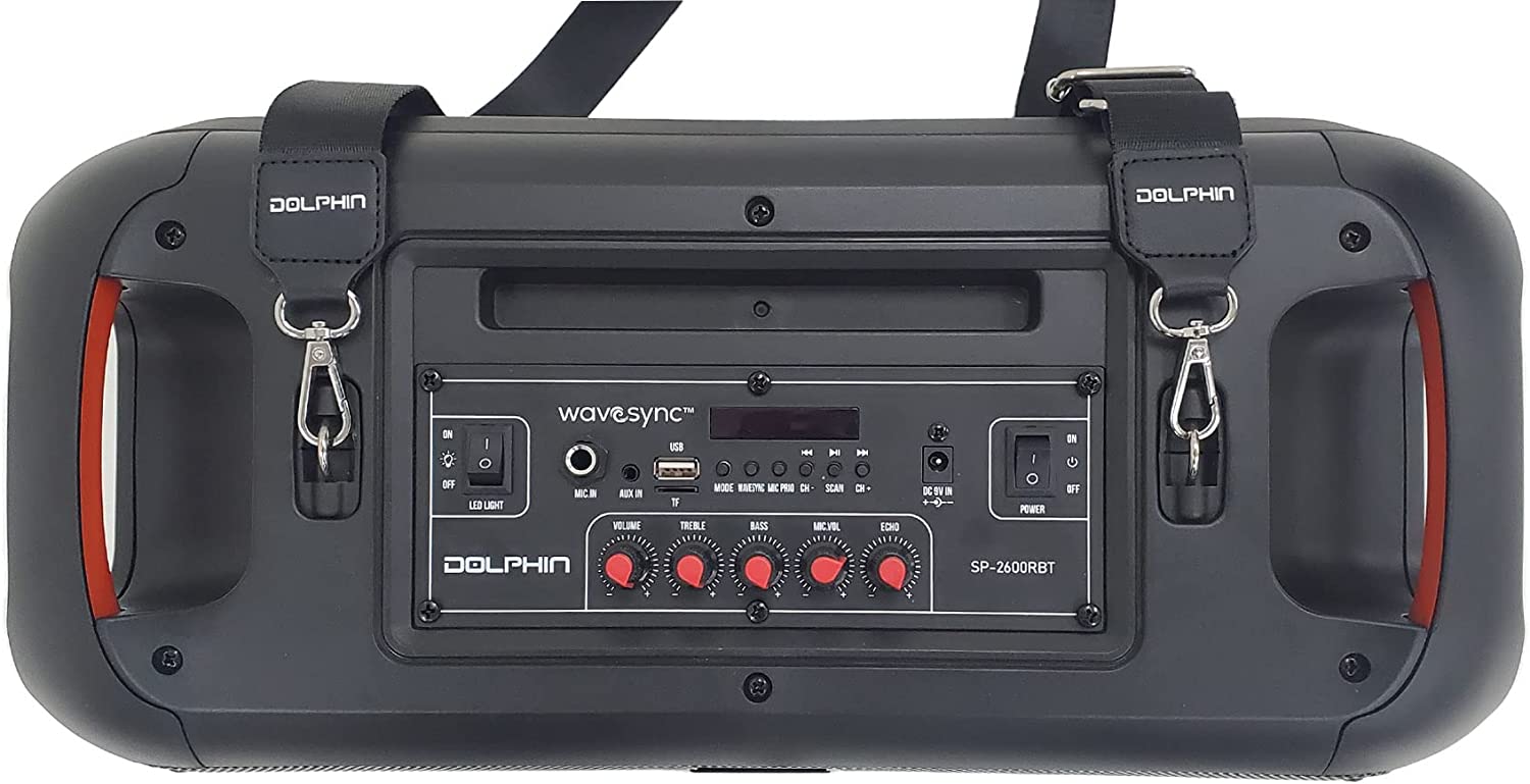 Dolphin SP-2600RBT Dual 6.5" Party Speaker with Shoulder Strap - Top ElectrosSpeakersSP-2600RBT810059430747