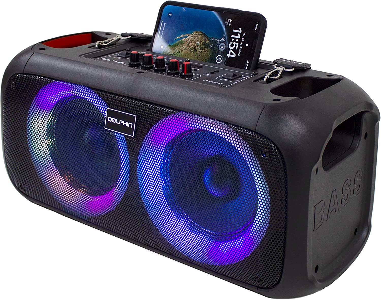 Dolphin SP-2600RBT Dual 6.5" Party Speaker with Shoulder Strap - Top ElectrosSpeakersSP-2600RBT810059430747