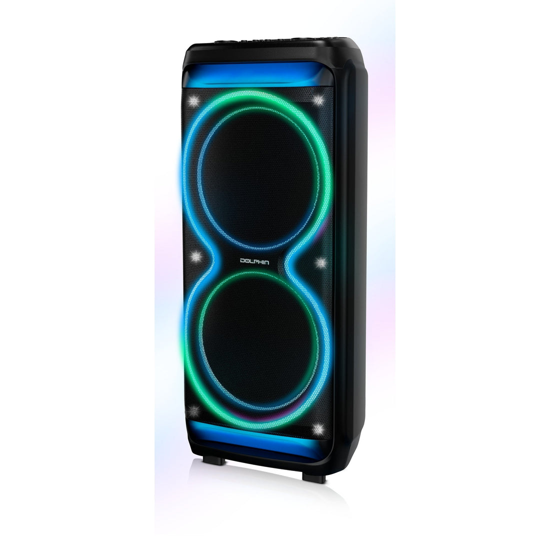 Dolphin SP - 5200RBT – Dual 15” Party Speaker with LED Lights & Wireless Mic - Top ElectrosParty SpeakersSP - 5200RBT810059432819