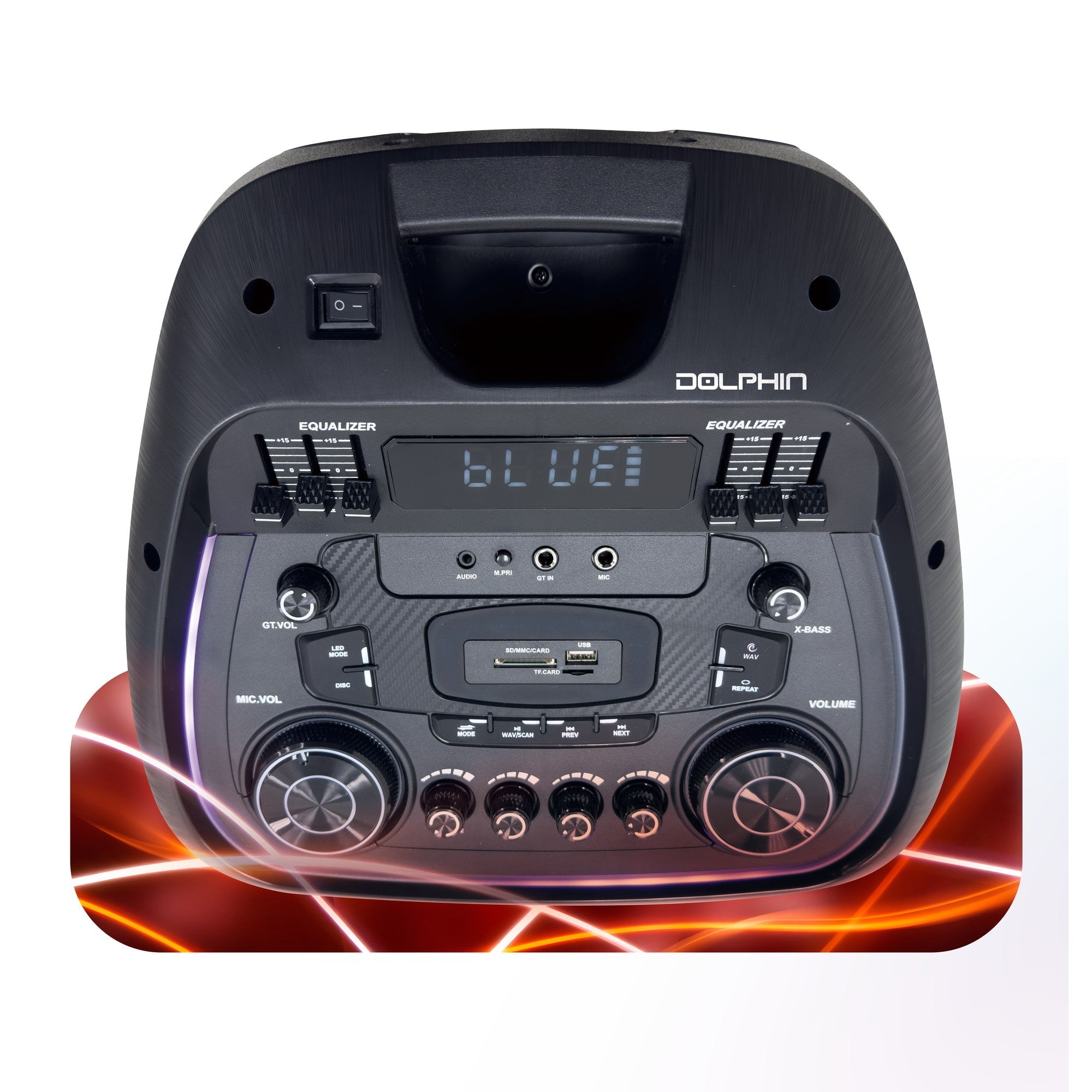 Dolphin SP - 5200RBT – Dual 15” Party Speaker with LED Lights & Wireless Mic - Top ElectrosParty SpeakersSP - 5200RBT810059432819