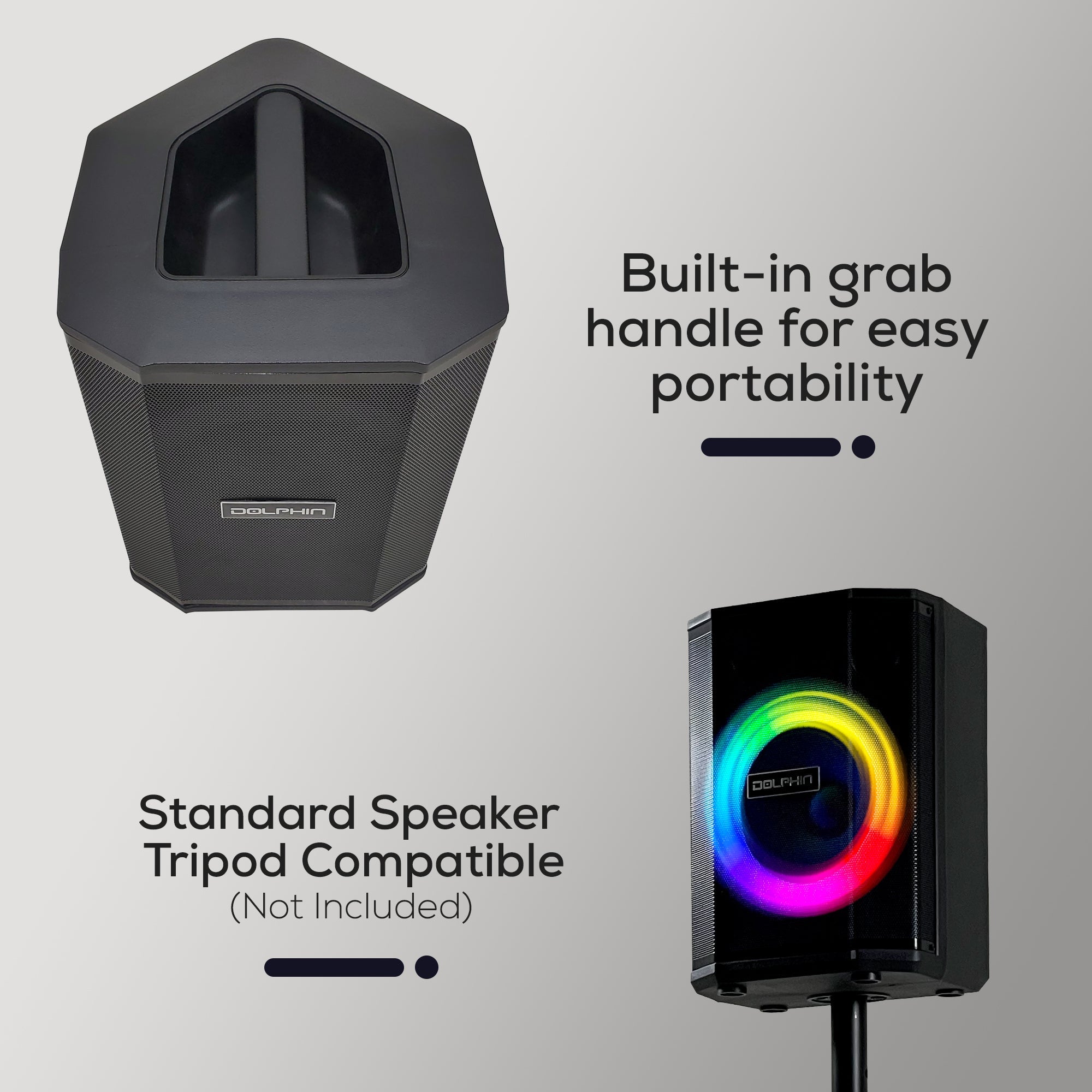 Dolphin SP-880RBT Rechargeable 8" Party Speaker with Tiltable Design and LED Lights - Top ElectrosSpeakersSP-880RBT810059431430