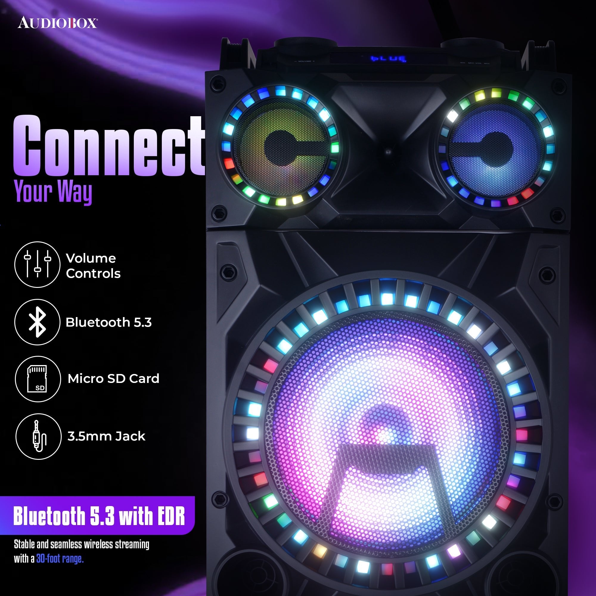 Dual 12" Bluetooth Party Speaker 2800W with Lights, Mic, Remote, Wheels - Top ElectrosKaraoke SpeakerABX - 2121R
