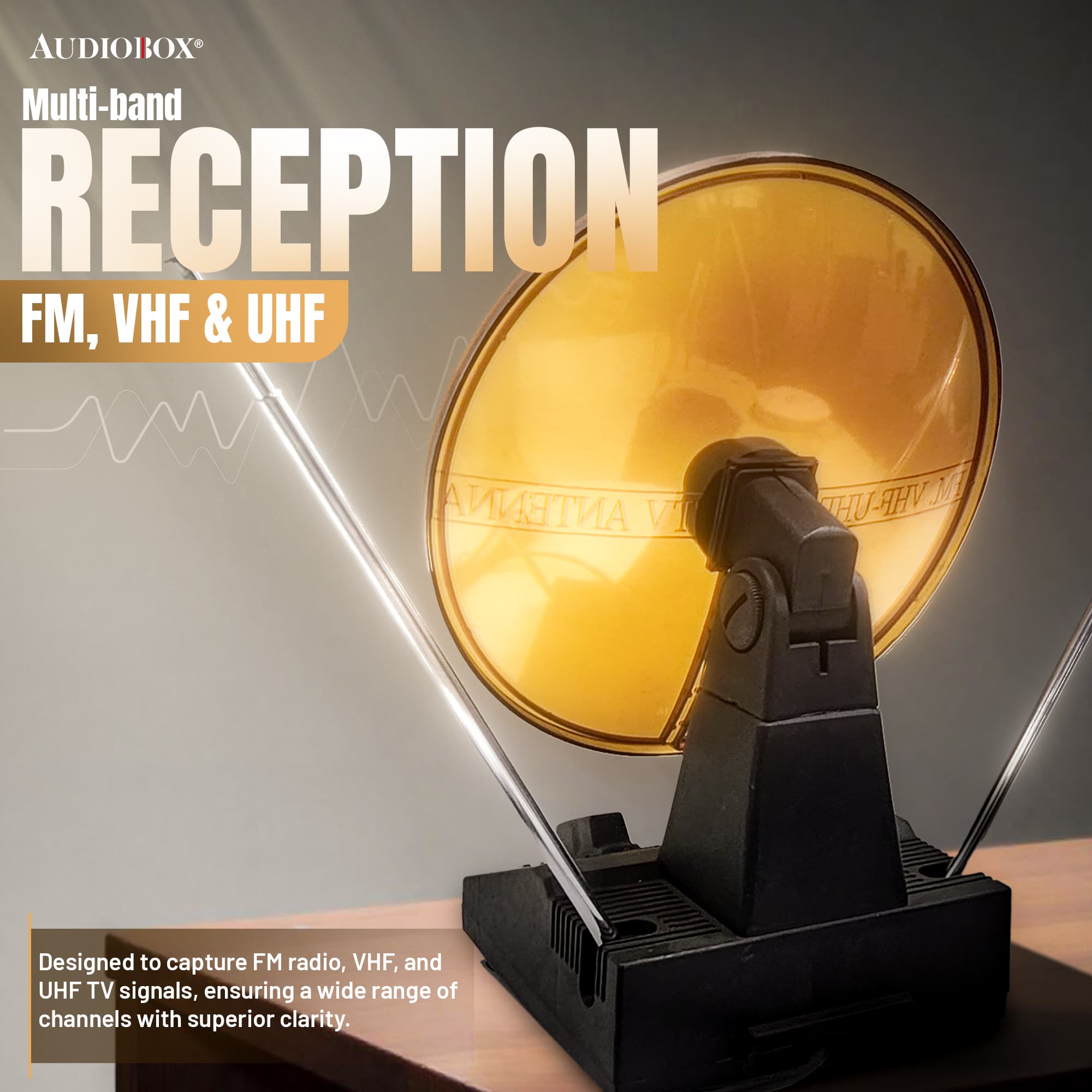 HD Digital Indoor Antenna – Supports 1080P HDTV, FM, VHF, UHF | 90° Rotating Antenna, 12dB Gain, Telescoping Rods - Top ElectrosAntennaANT - 100850006218417