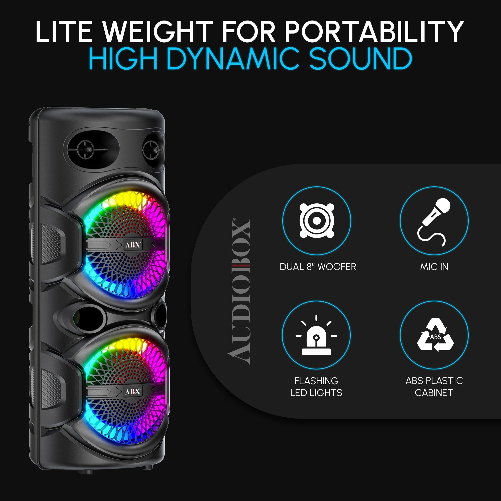 Karaoke Party Speaker with Microphone & Ring Lights - Bluetooth, USB, TF, FM, AU, Porttable, Wireless - Top ElectrosKaraoke SpeakerABX - 286R810059432017