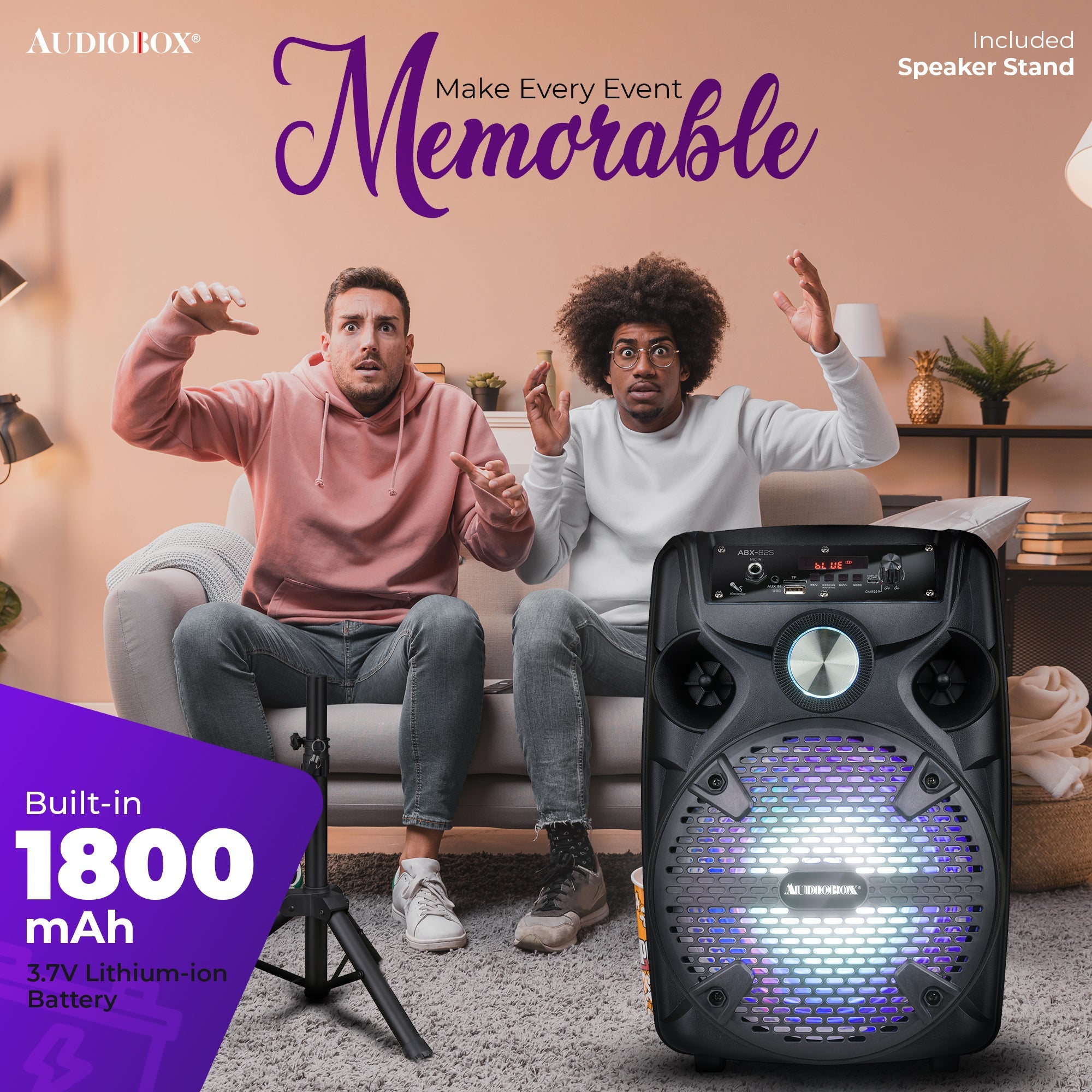 Portable 8" PA Party Speaker with Stand and Wired Microphone - Perfect for Karaoke & Public Address - Top ElectrosSpeakersABX - 82S810059430143