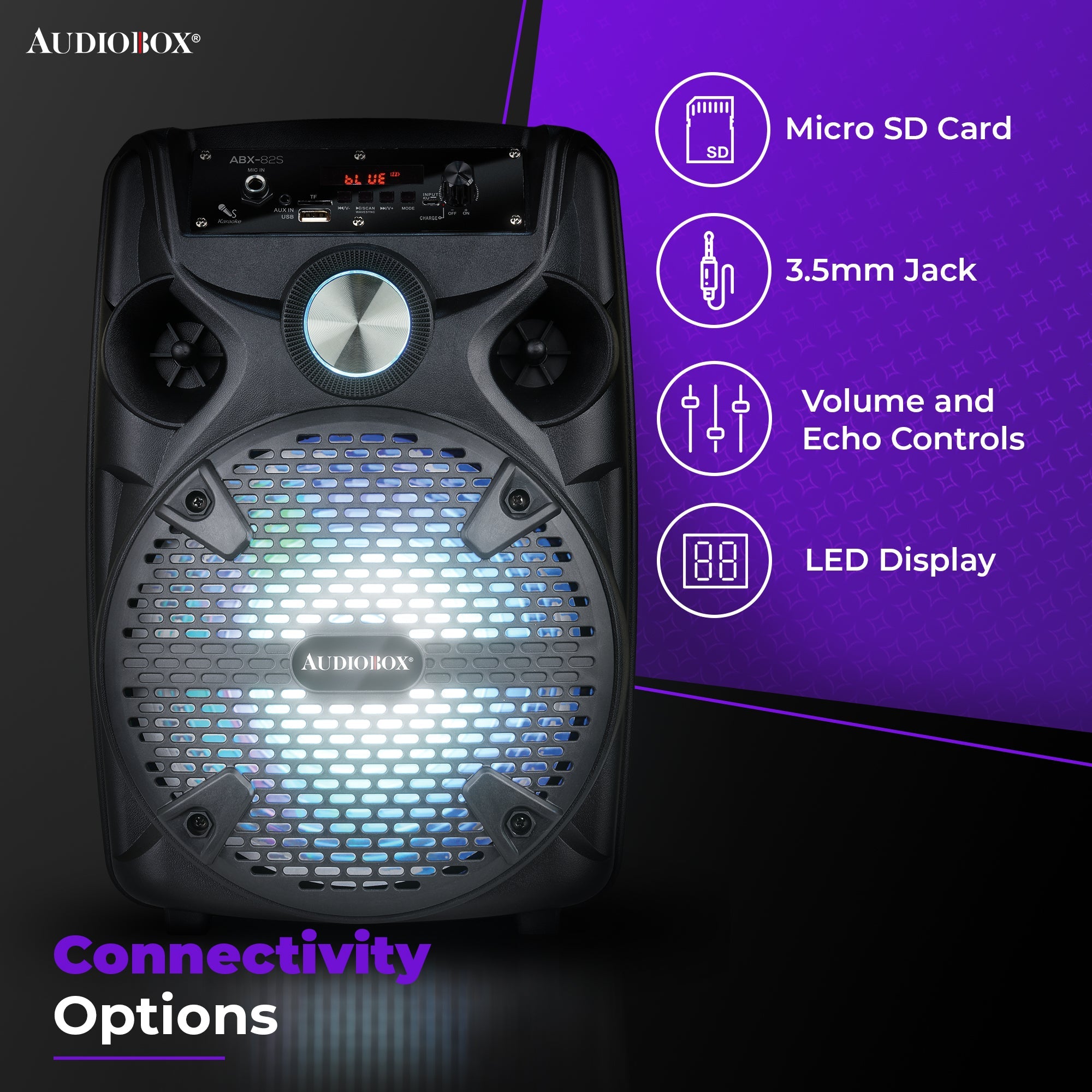 Portable 8" PA Party Speaker with Stand and Wired Microphone - Perfect for Karaoke & Public Address - Top ElectrosSpeakersABX - 82S810059430143