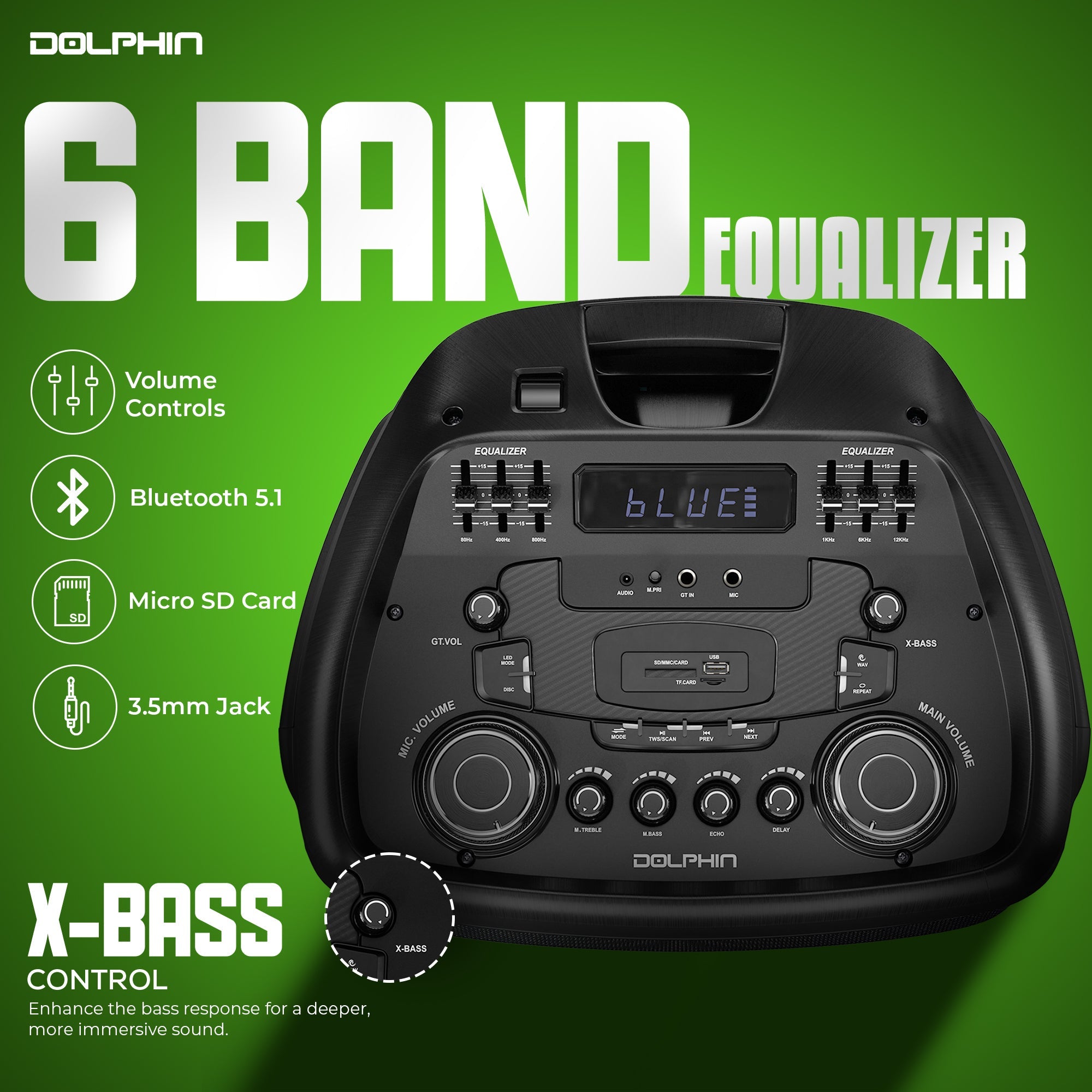 Powerful Dual 15” Bluetooth Party Speaker – 100W RMS, Deep Bass, DJ Ready, LED Lights, Wireless Mic, WaveSync, Trolley Style - Top ElectrosSP - 5500RBT