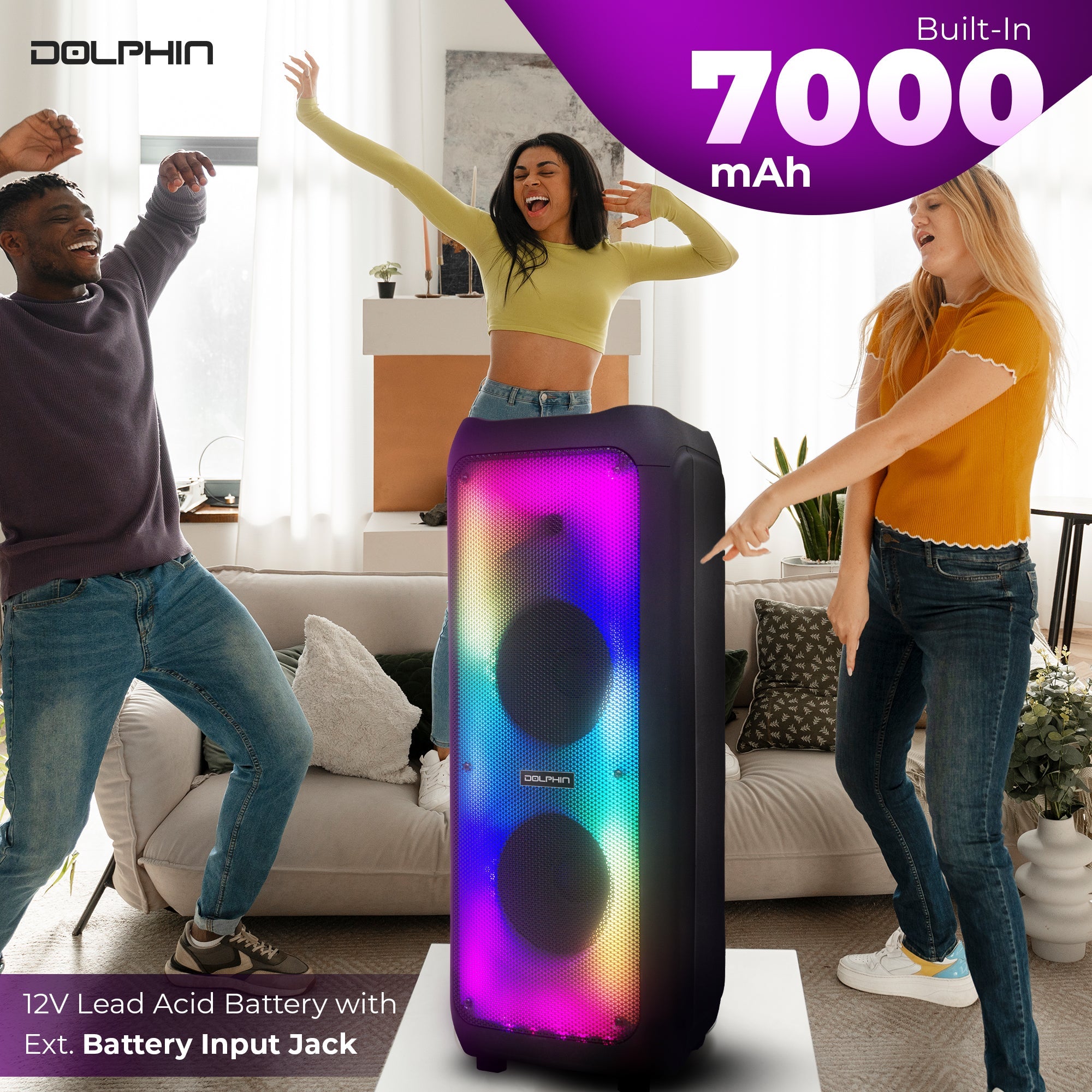 Premium Dual 10” Party Speaker – 3700W, Deep Bass, TWS, Karaoke Ready, Full Panel LED, Wireless Mic, Bluetooth & Wheels - Top ElectrosSpeakersSP - 1070RBT810059431560