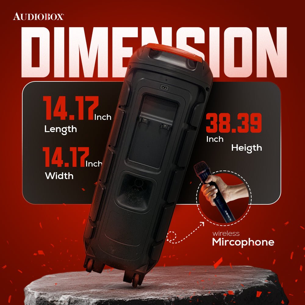 Rechargeable Bluetooth Party Speaker – Dual 12” Woofers, LED Lights, FM Radio, USB, Wireless Mic, 40W RMS - Top ElectrosParty SpeakersABX - 2140R