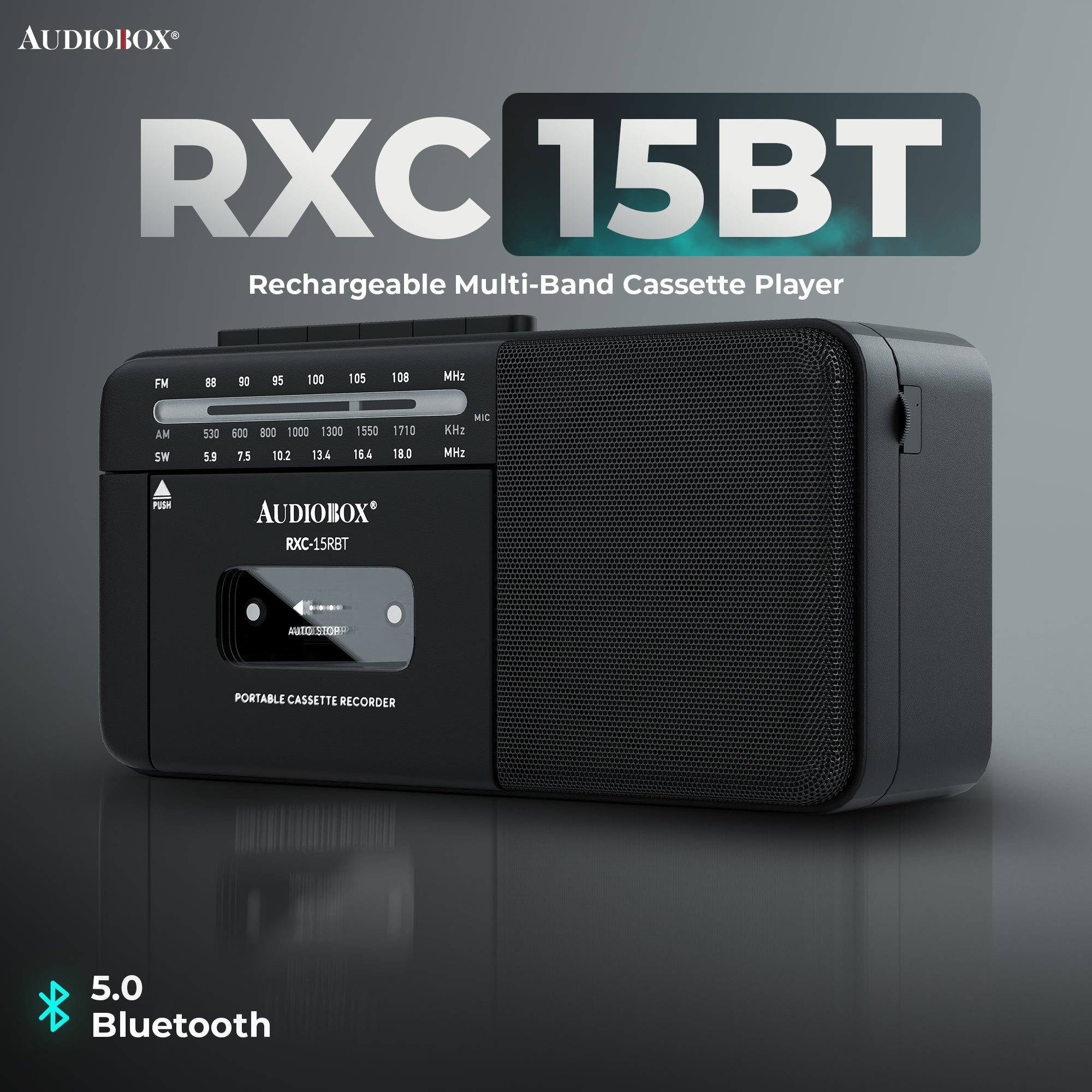 RXC-15RBT Rechargeable Multi-Band Cassette Player with AM/FM/SW Radio - Portable and Versatile - Top ElectrosRadioRXC-15RBT810059432079