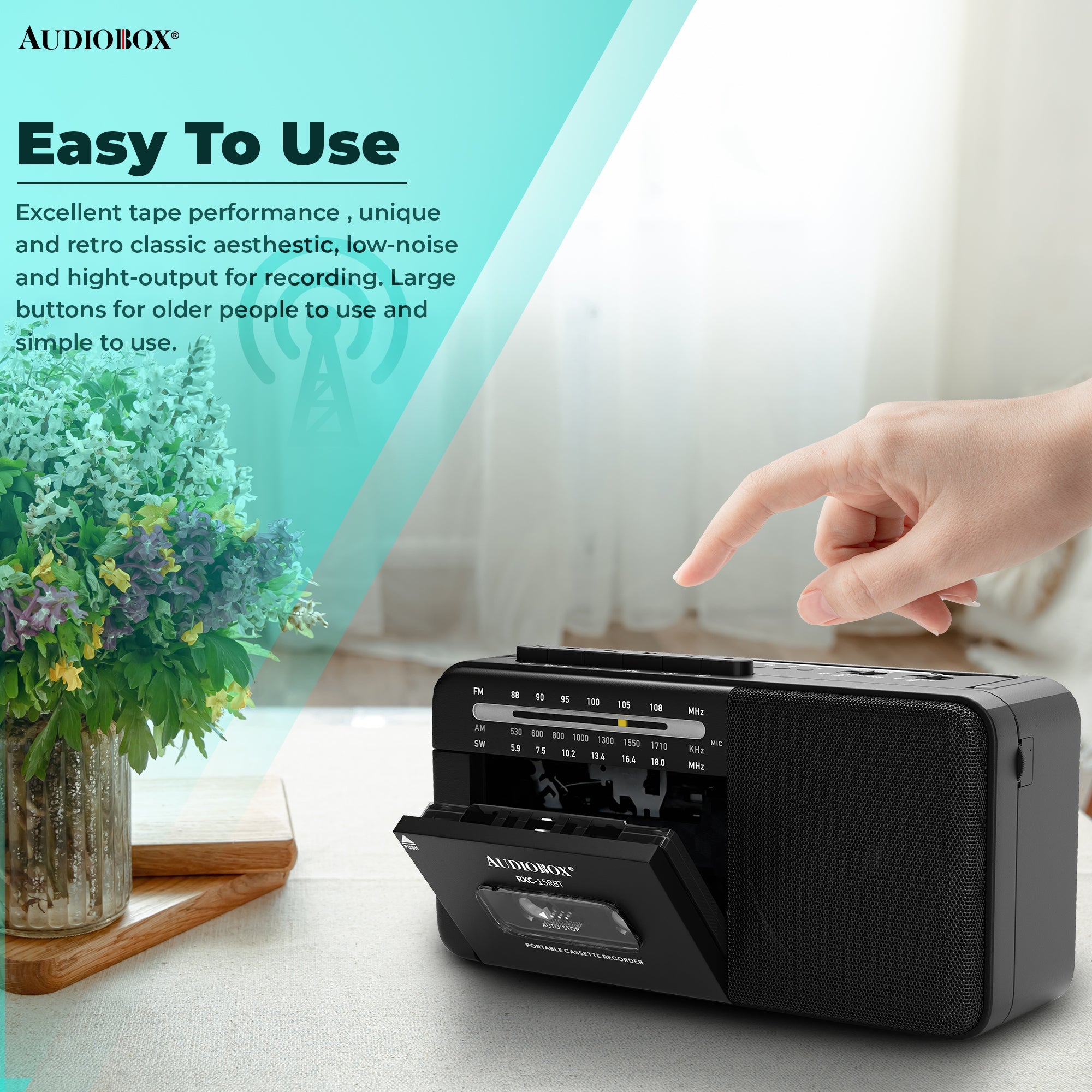 RXC-15RBT Rechargeable Multi-Band Cassette Player with AM/FM/SW Radio - Portable and Versatile - Top ElectrosRadioRXC-15RBT810059432079