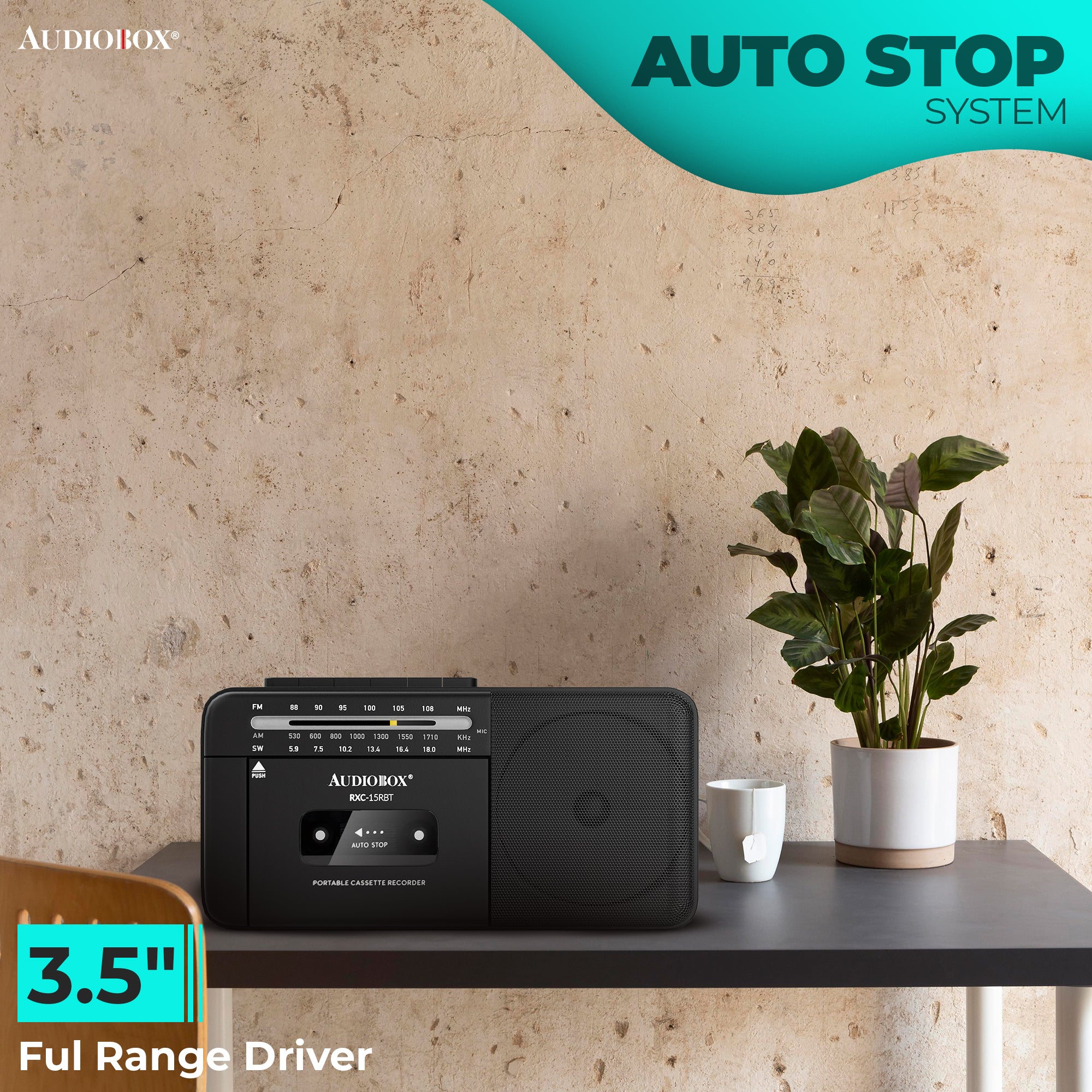 RXC-15RBT Rechargeable Multi-Band Cassette Player with AM/FM/SW Radio - Portable and Versatile - Top ElectrosRadioRXC-15RBT810059432079