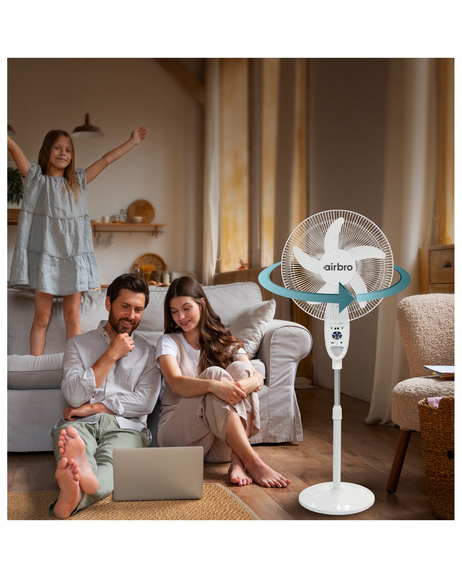 Solar Rechargeable 18β AC/DC Fan β 9 Speeds + LED Night Light - Top ElectrosFanFSA - 18