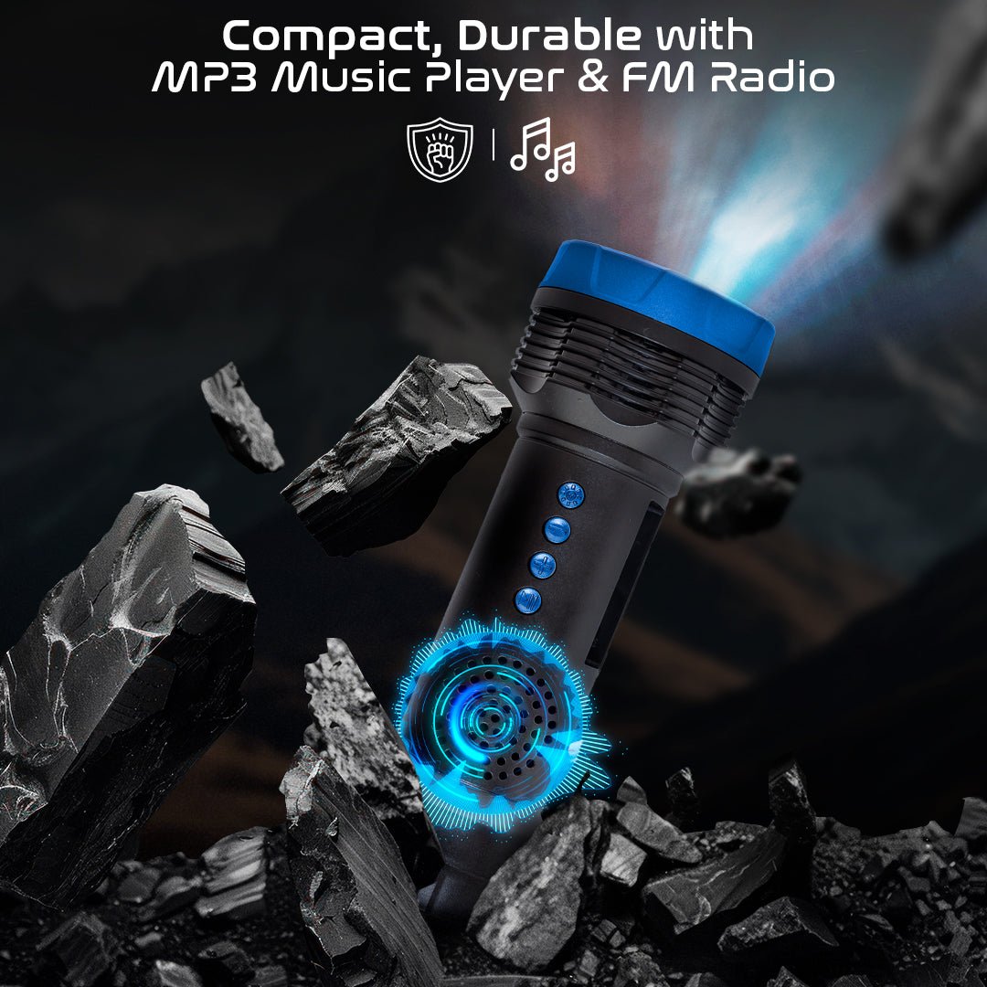 Solar Rechargeable Emergency Flashlight with Bluetooth & FM Radio - 3 Colors Available - Top ElectrosFSL - 200 Silver810059432239