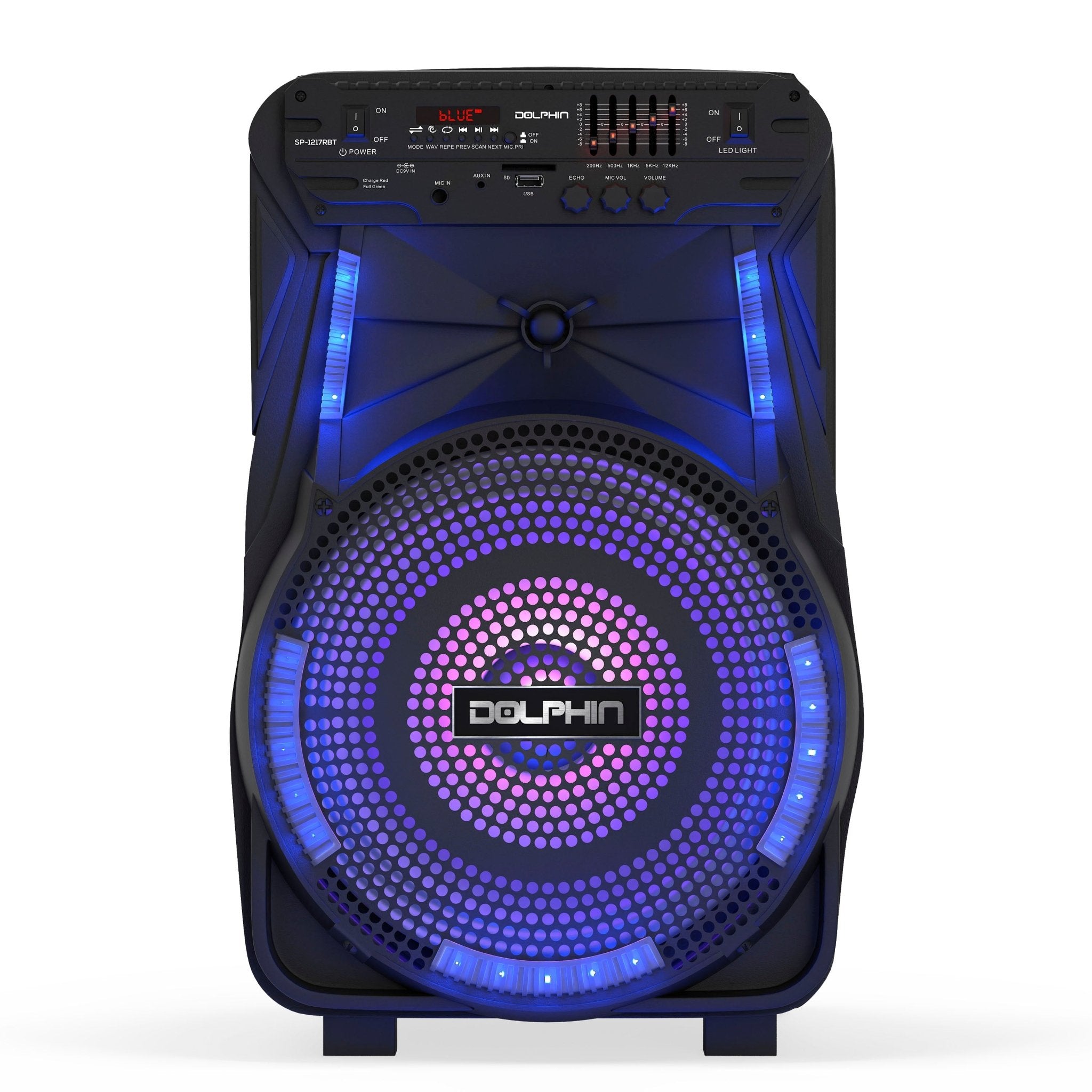 SP - 1217RBT Portable Bluetooth Speaker | 12" Woofer | Party Lights | Wireless Mic | Rechargeable Battery - Top ElectrosSpeakersSP - 1217RBT810059431928