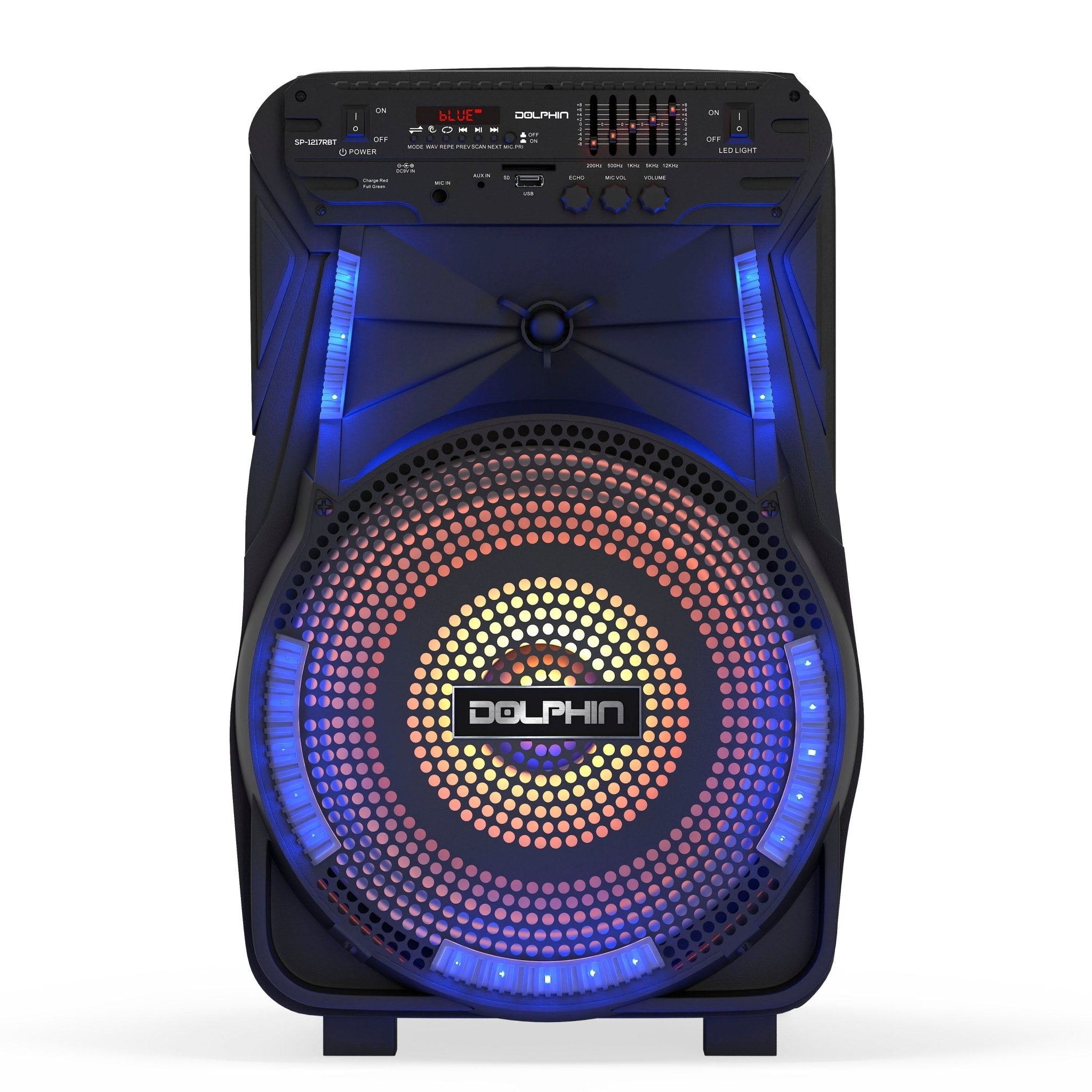 SP - 1217RBT Portable Bluetooth Speaker | 12" Woofer | Party Lights | Wireless Mic | Rechargeable Battery - Top ElectrosSpeakersSP - 1217RBT810059431928