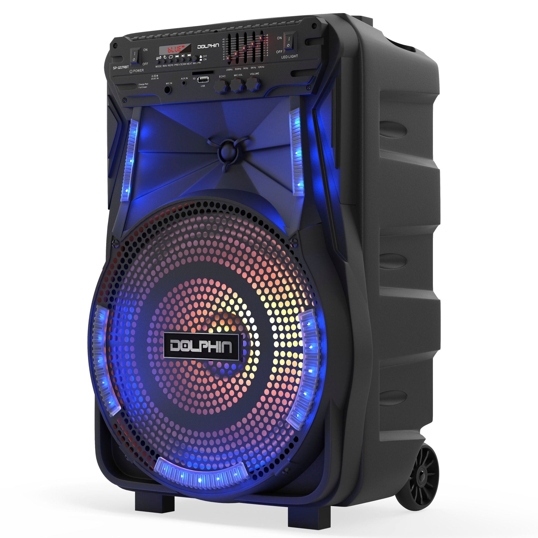 SP - 1217RBT Portable Bluetooth Speaker | 12" Woofer | Party Lights | Wireless Mic | Rechargeable Battery - Top ElectrosSpeakersSP - 1217RBT810059431928