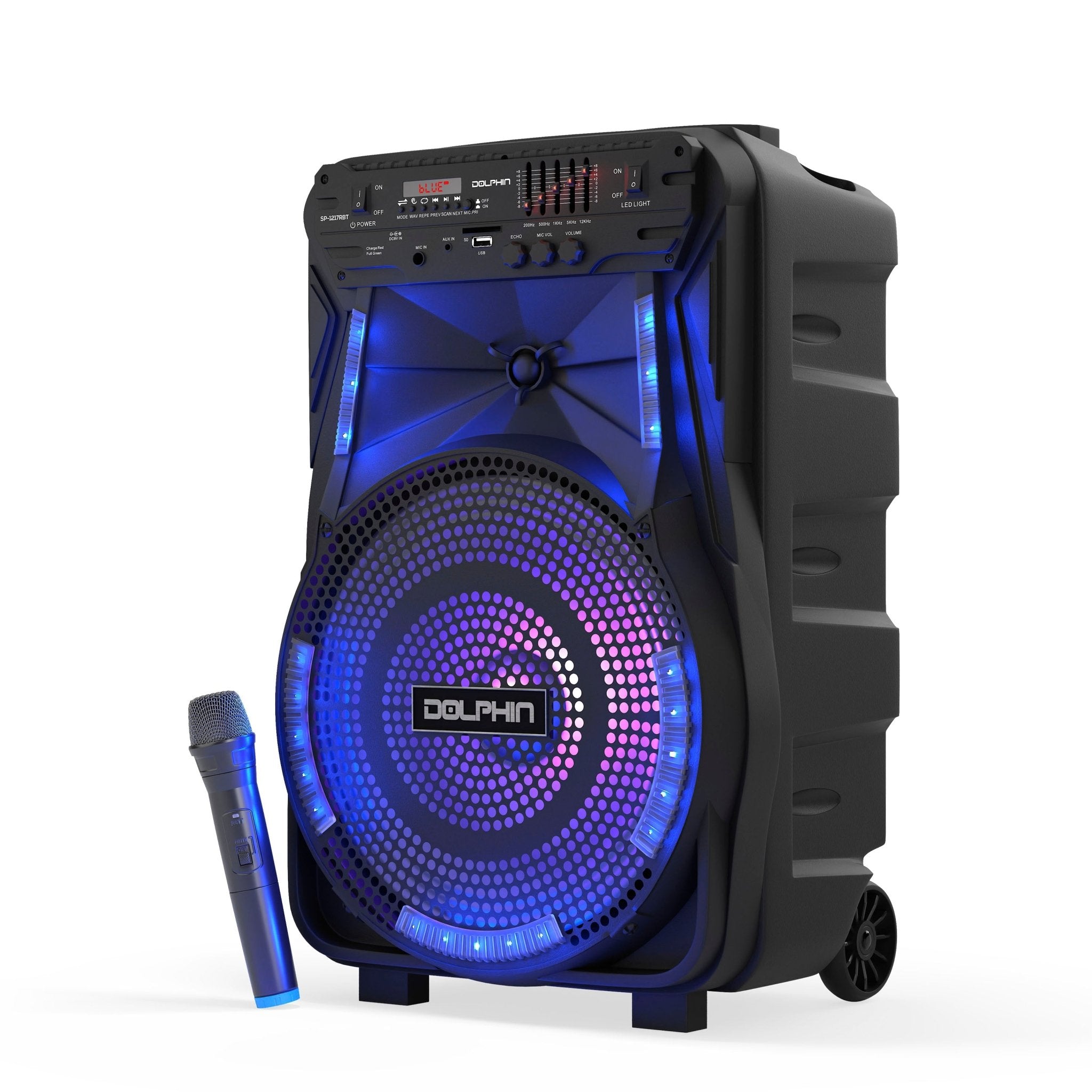 SP - 1217RBT Portable Bluetooth Speaker | 12" Woofer | Party Lights | Wireless Mic | Rechargeable Battery - Top ElectrosSpeakersSP - 1217RBT810059431928