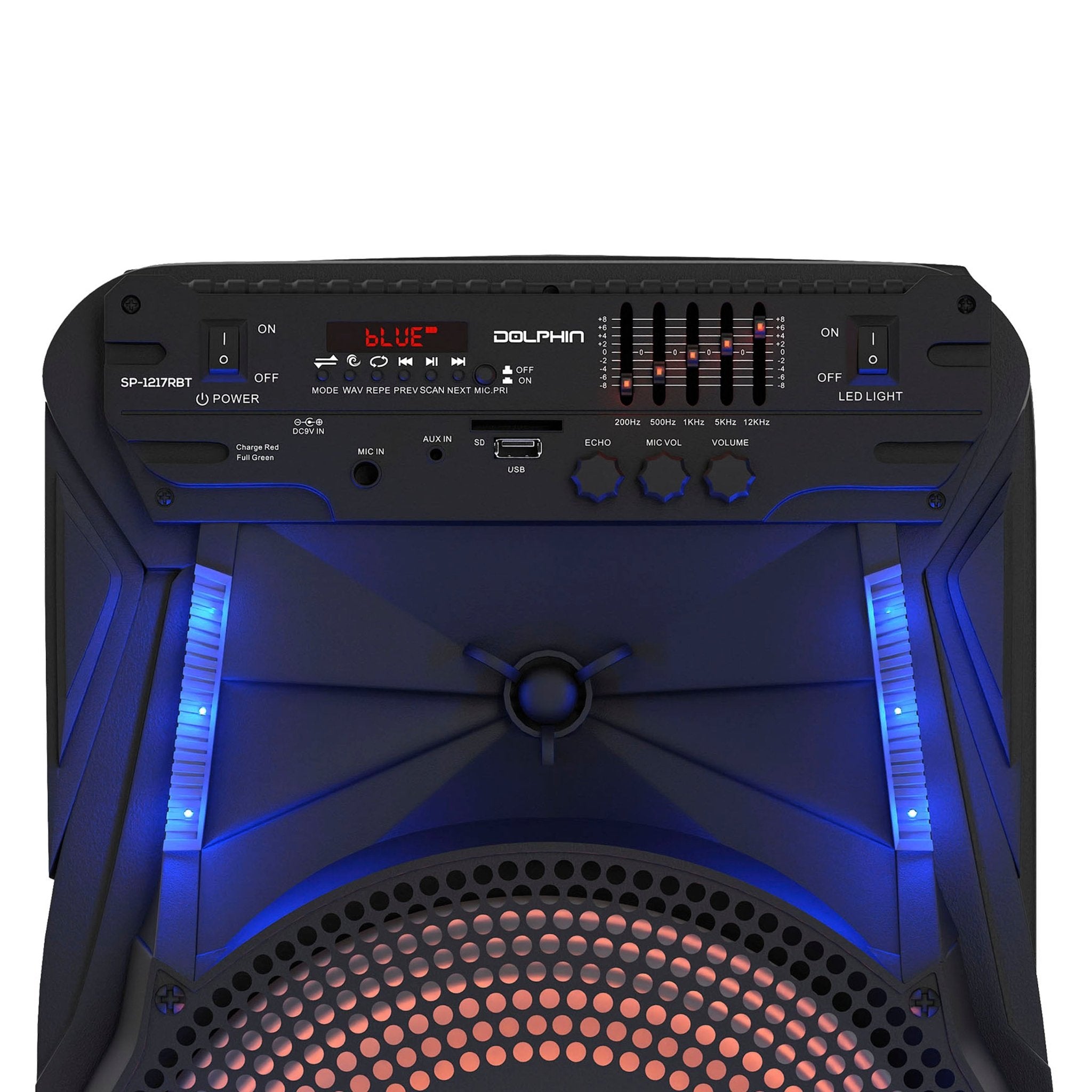 SP - 1217RBT Portable Bluetooth Speaker | 12" Woofer | Party Lights | Wireless Mic | Rechargeable Battery - Top ElectrosSpeakersSP - 1217RBT810059431928