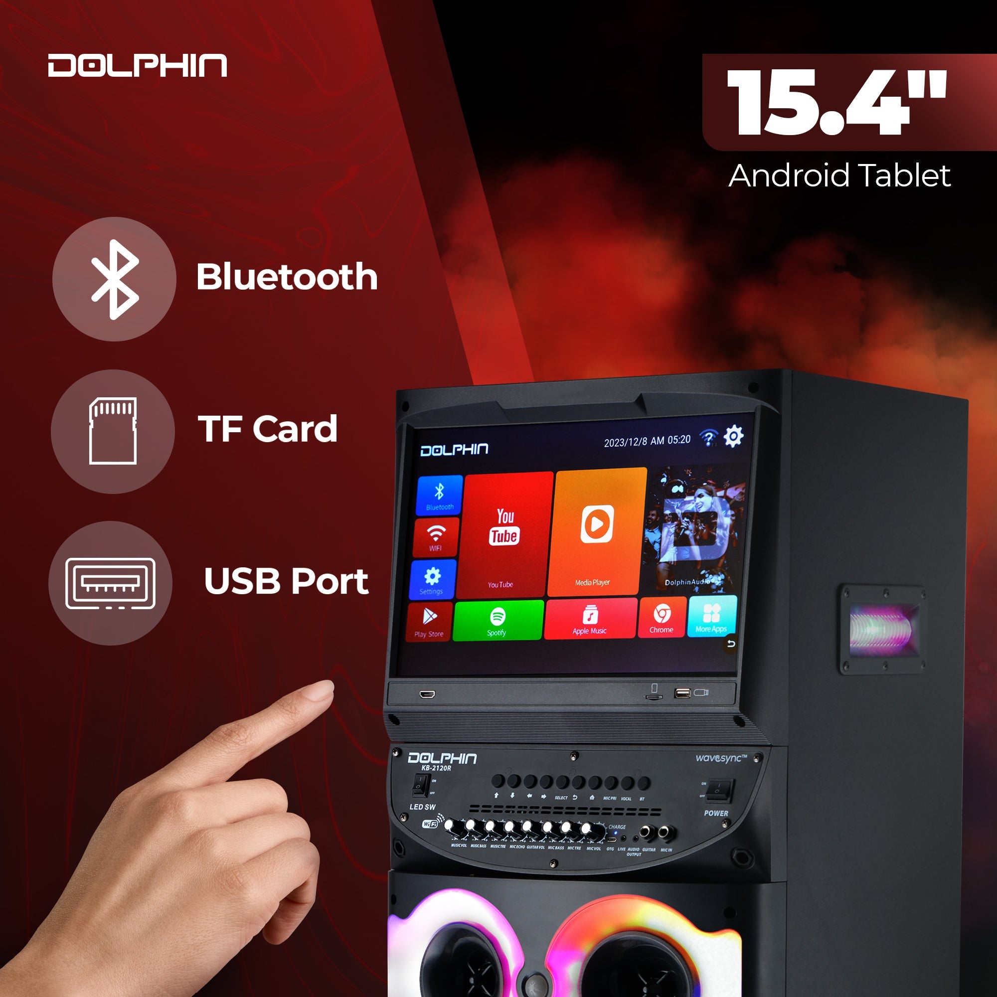 XL - 2120 Dual 12" Rechargeable Karaoke Speaker with 15.4" Android Tablet & LED Lights - Top ElectrosKaraoke SystemXL - 2120810059431621