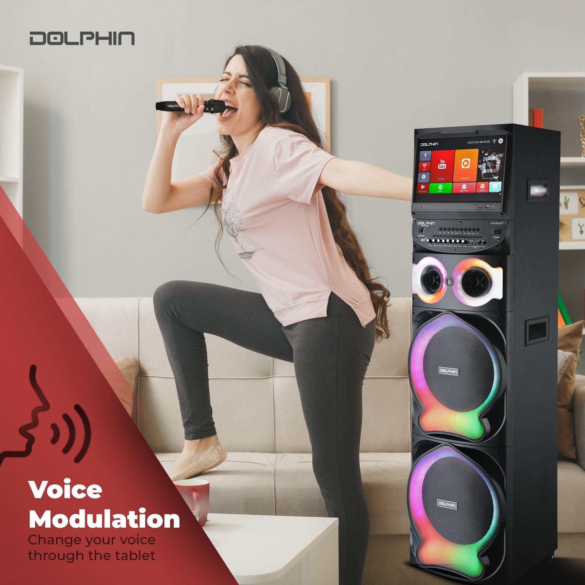 XL - 2120 Dual 12" Rechargeable Karaoke Speaker with 15.4" Android Tablet & LED Lights - Top ElectrosKaraoke SystemXL - 2120810059431621