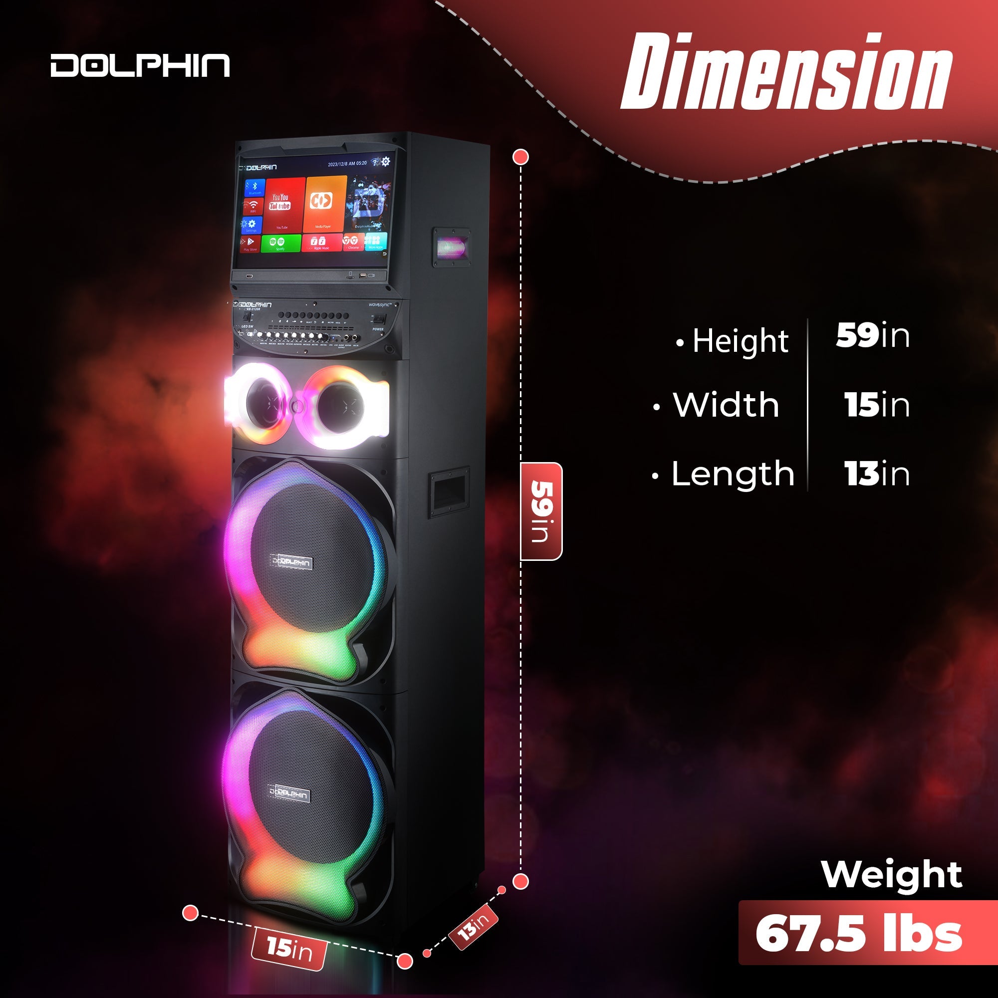 XL - 2120 Dual 12" Rechargeable Karaoke Speaker with 15.4" Android Tablet & LED Lights - Top ElectrosKaraoke SystemXL - 2120810059431621