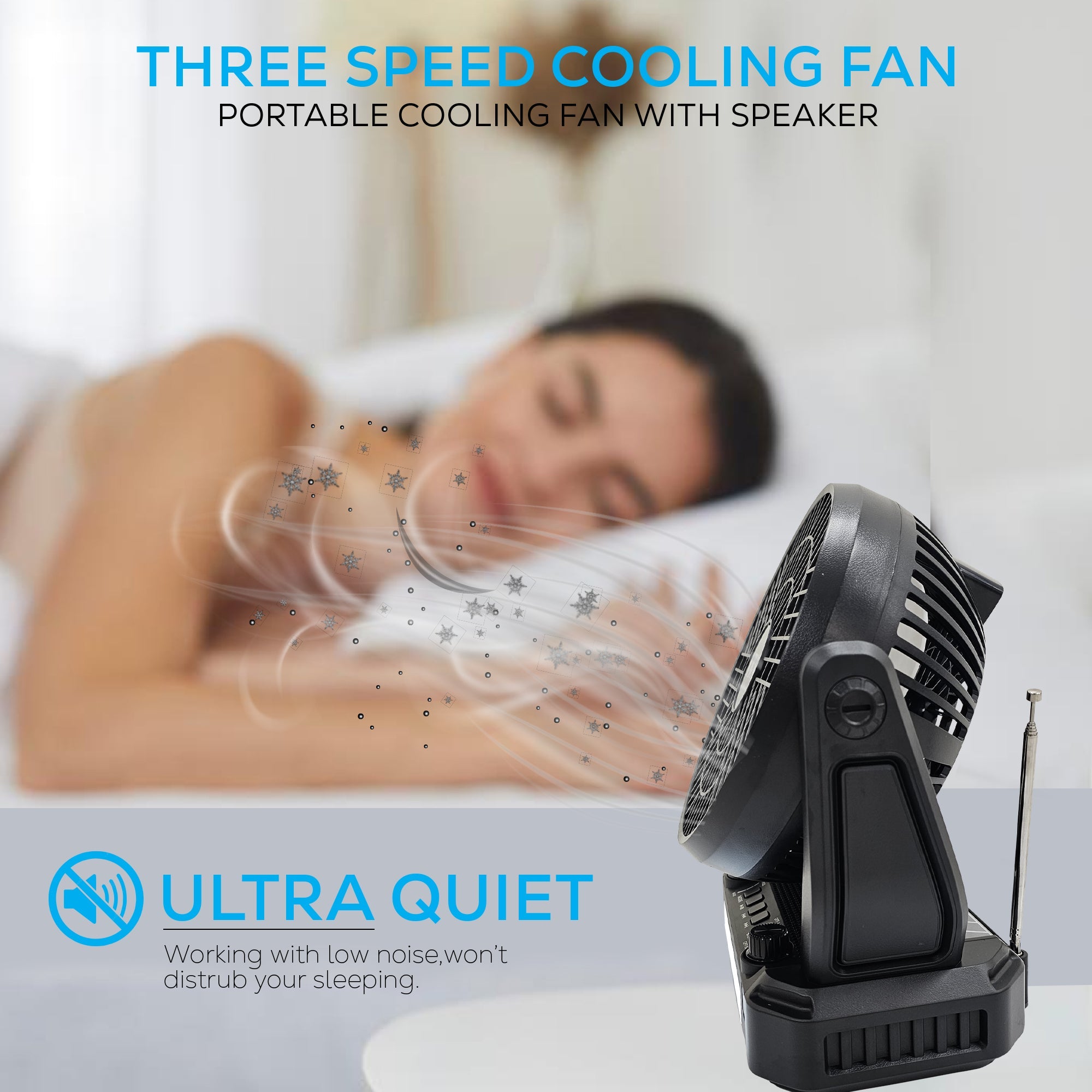 ABX Portable Solar Fan with Speaker and Flash Light - Top ElectrosRXF-40810059431669