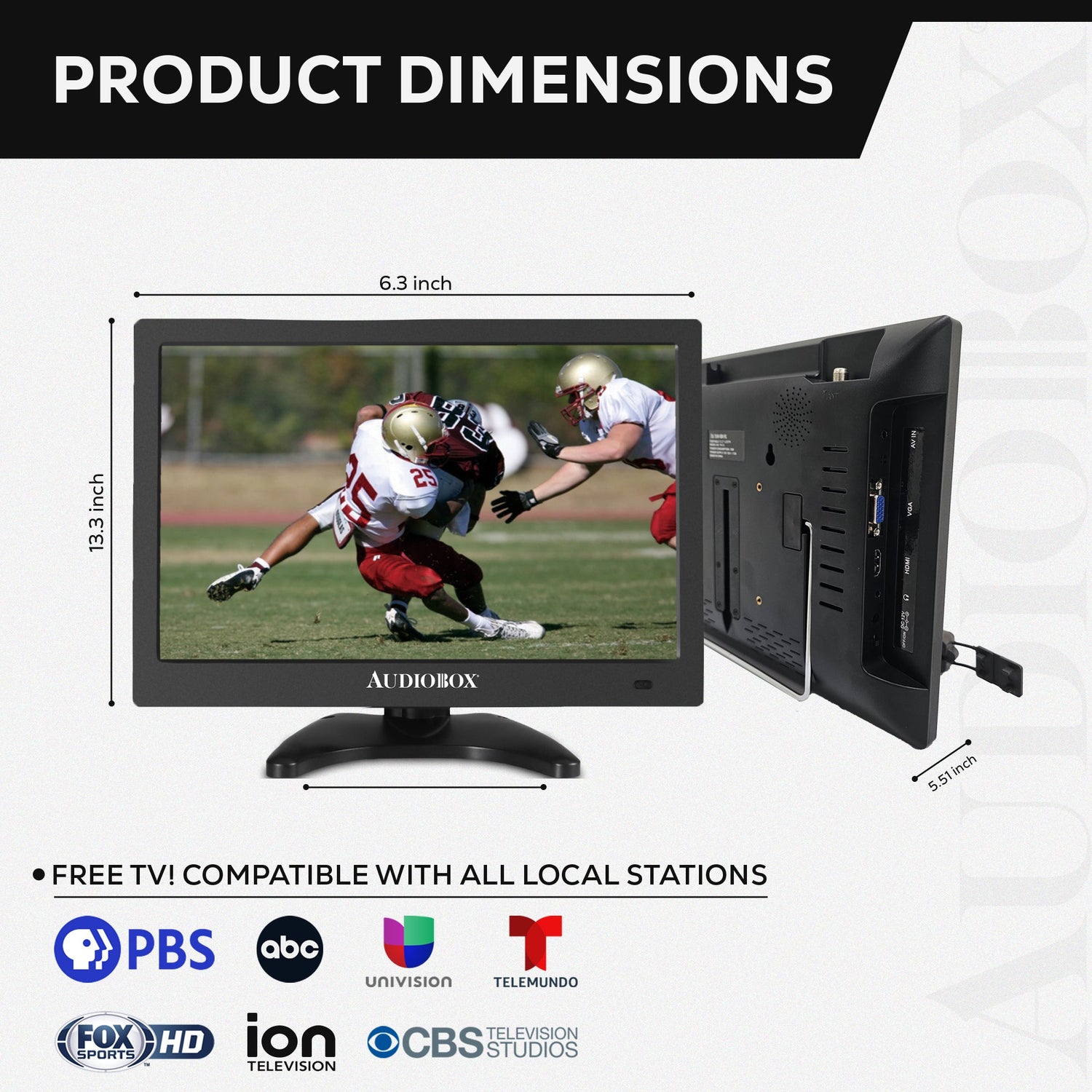 Audiobox 13" Portable LCD TV with HDMI Input for RV, Outdoor, Camping, Television - Top ElectrosPortable TVTV-13810059430808