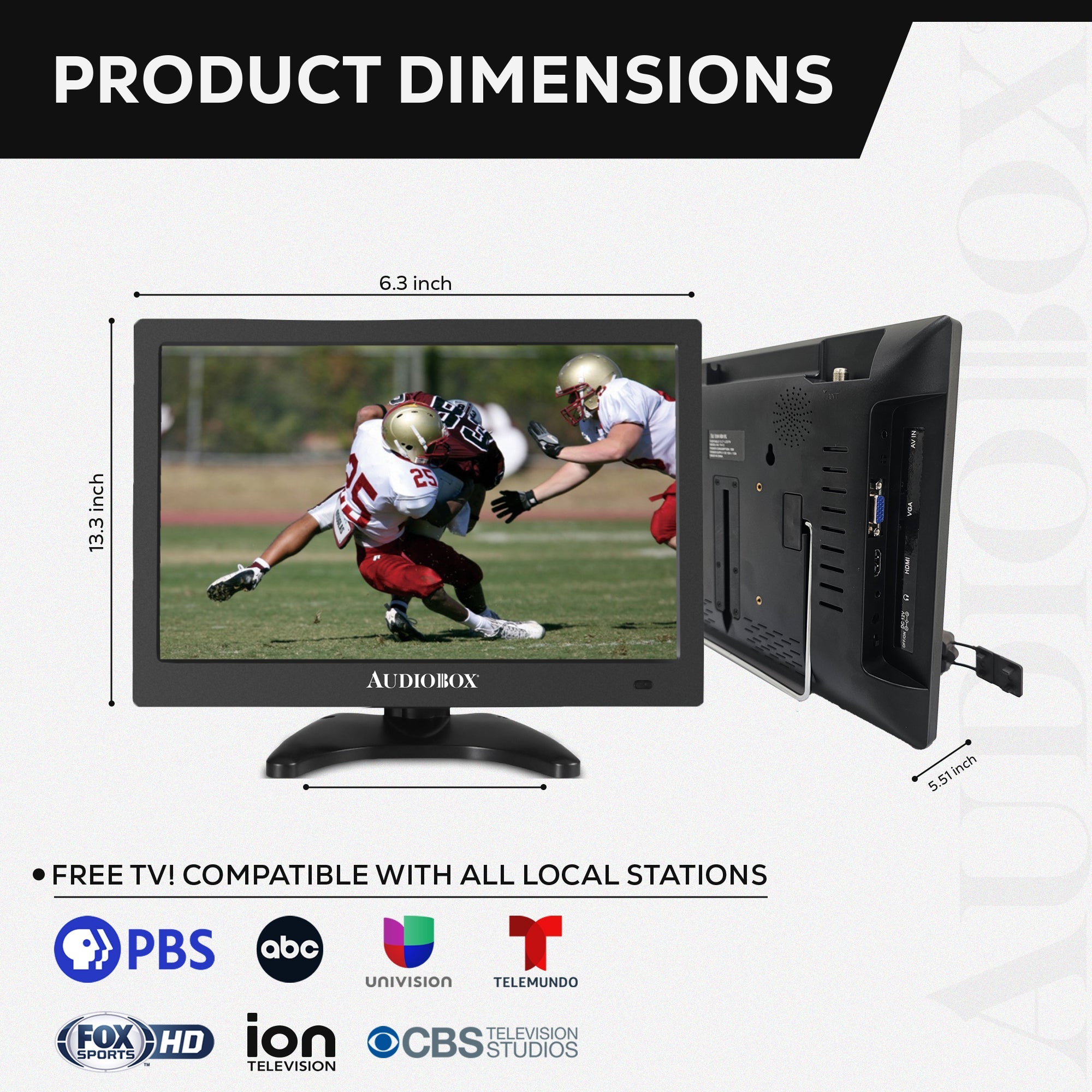 Audiobox 13" Portable LCD TV with HDMI Input for RV, Outdoor, Camping, Television - Top ElectrosPortable TVTV-13810059430808