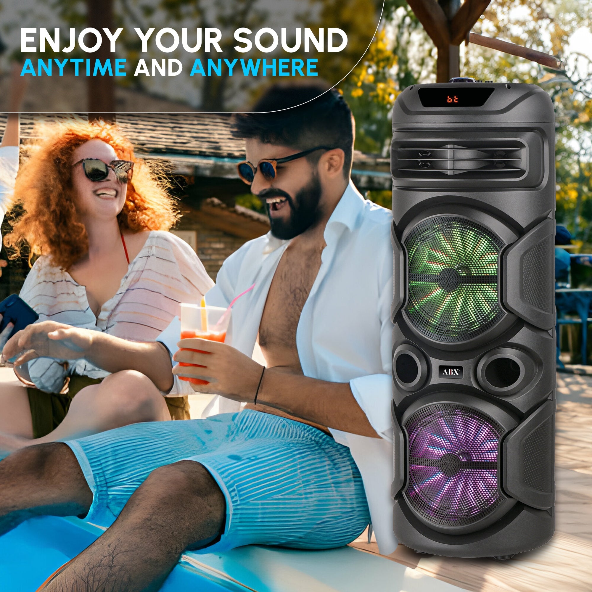 Audiobox ABX-2900R Fun & Loud Dual 8" Bluetooth Speaker with Microphone - Light Weight with RGB Lights, Dual Channel Sound Board for Parties - Top ElectrosKaraoke SpeakerABX-2900R810059431690